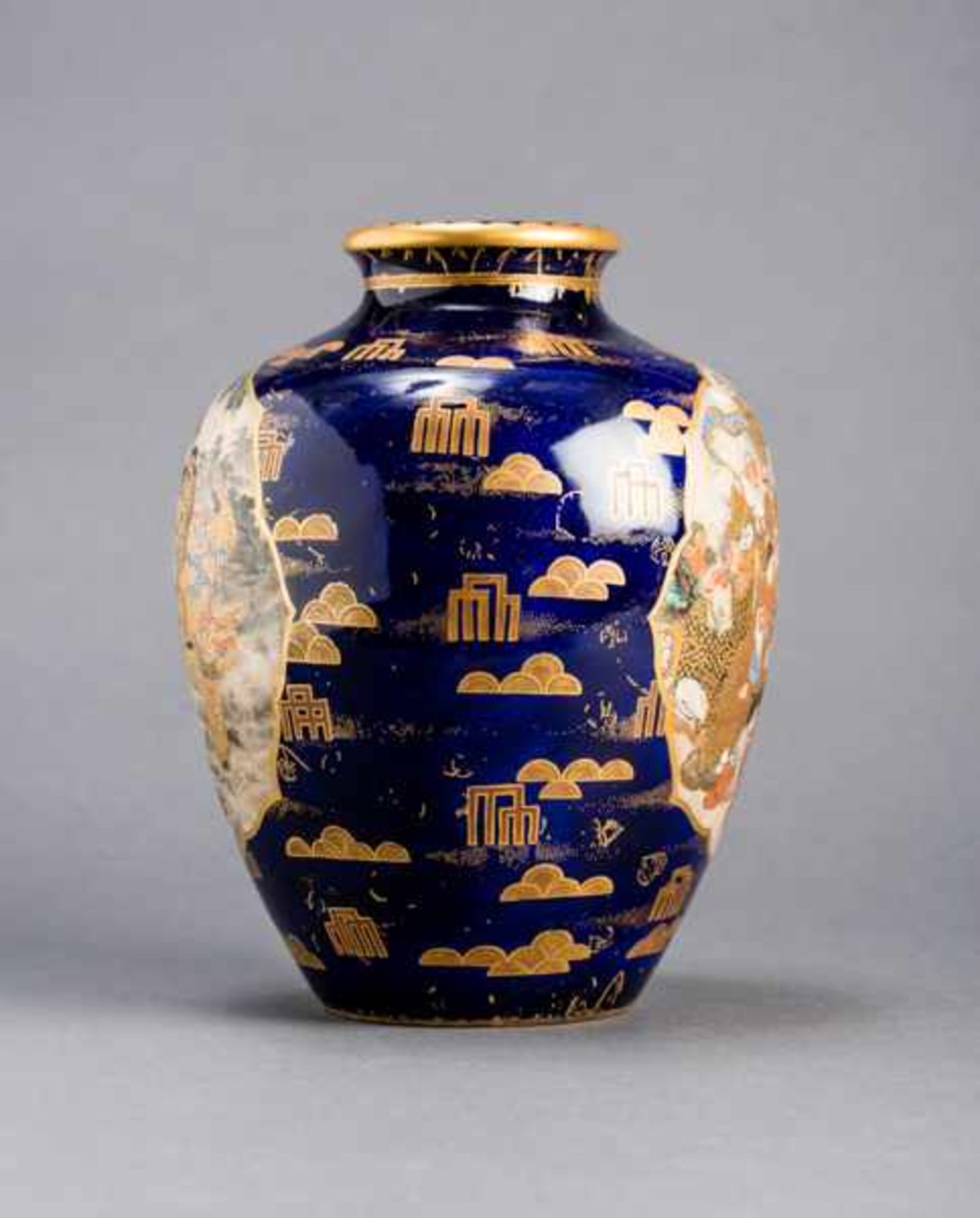 KENZAN: SATSUMA VASE WITH WISEMEN Glazed ceramic with paint and gold. Japan, Meiji periodOvoid - Image 3 of 6