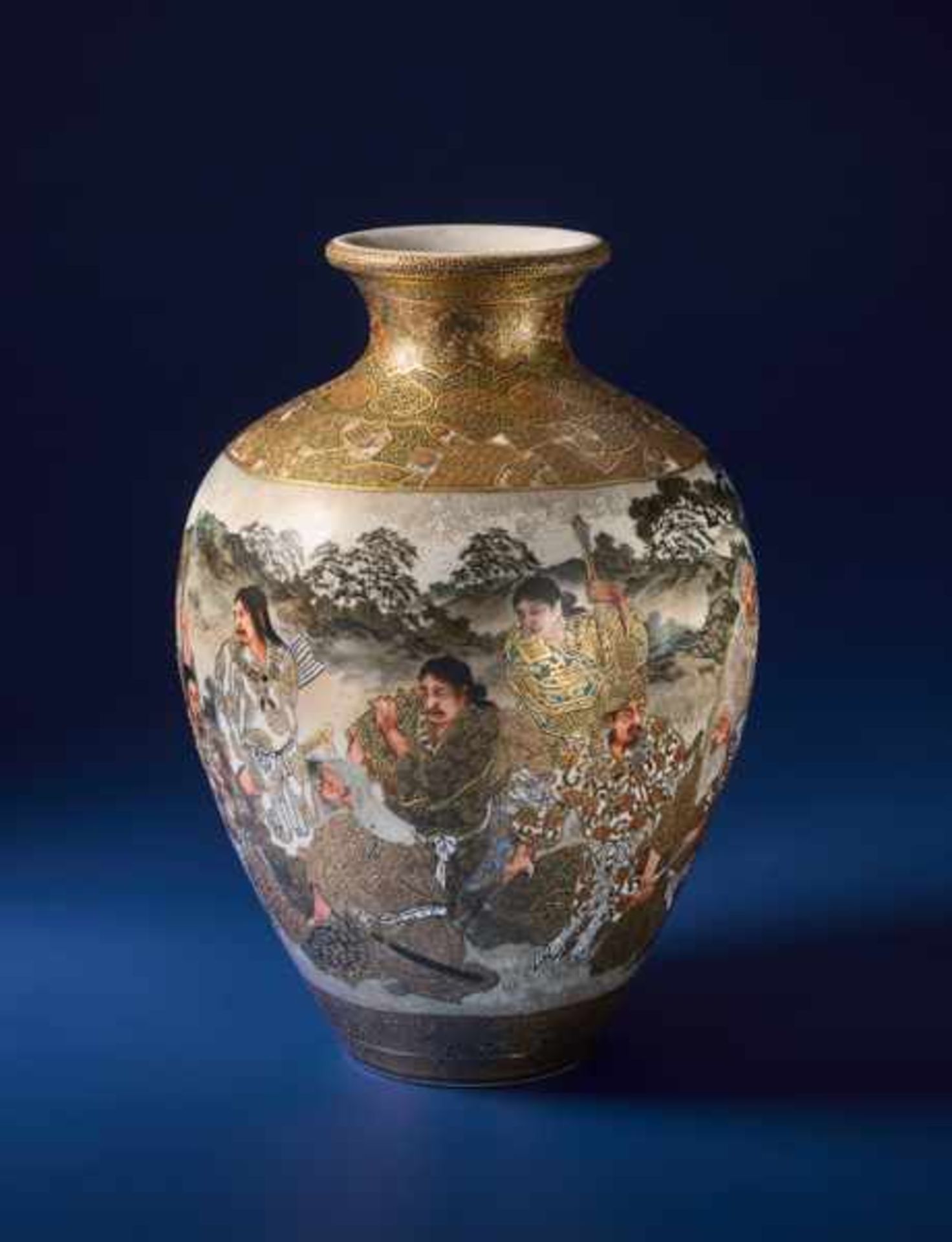 HODODA: VASE WITH ROYAL PERSONS Glazed ceramic with paint and gold. Japan, Meiji periodAll - Image 3 of 7