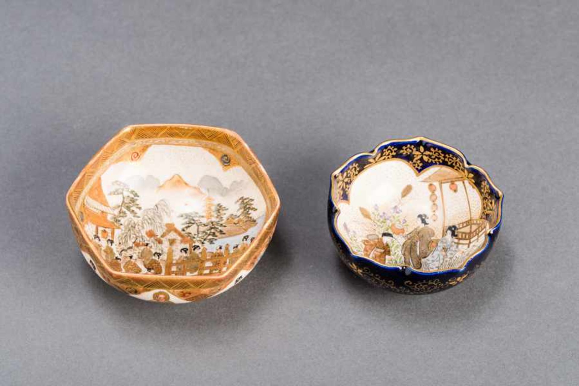 TWO SATSUMA BOWLS Glazed ceramic with paint and gold. Japan, Meiji periodThe first bowl with a - Image 3 of 5