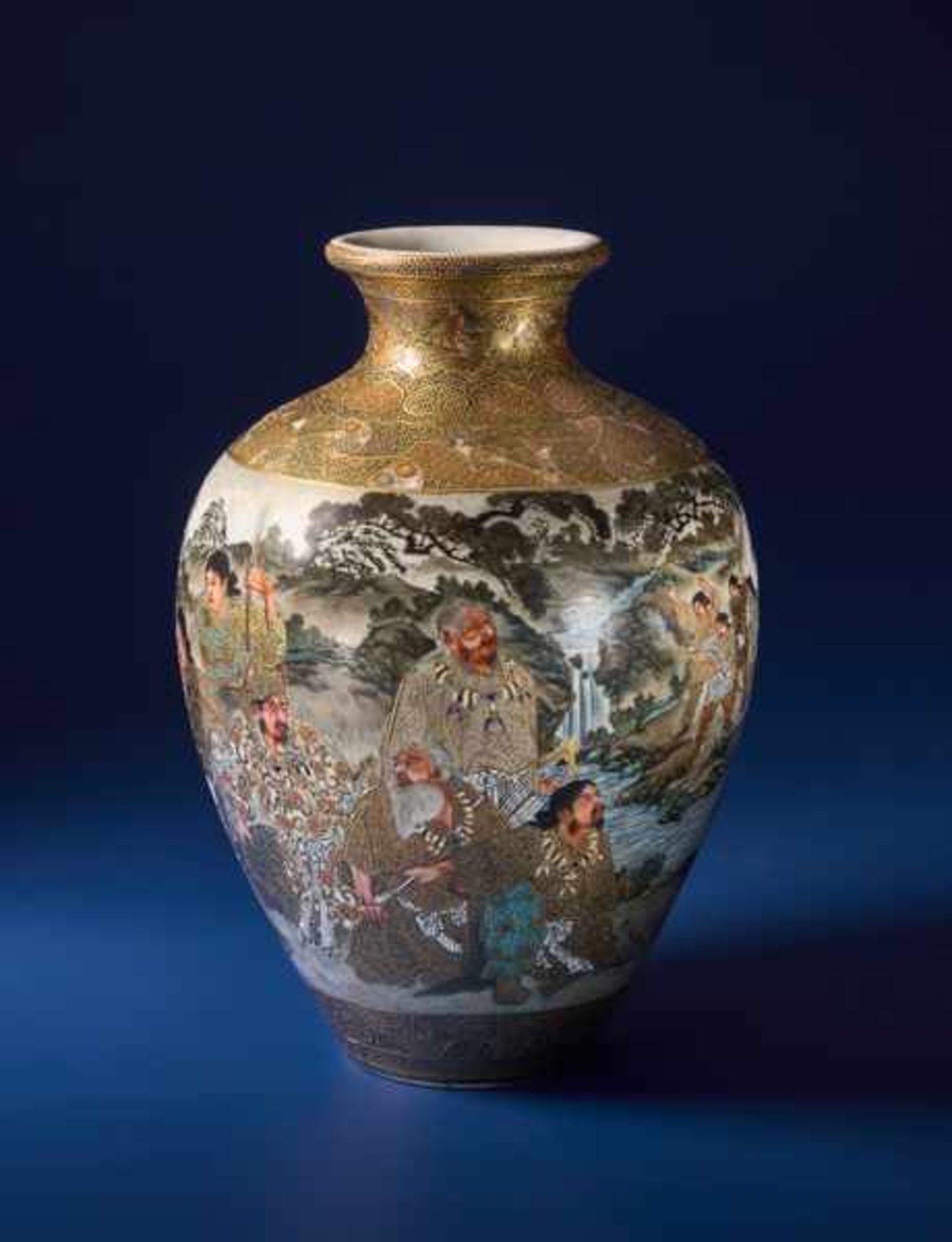 HODODA: VASE WITH ROYAL PERSONS Glazed ceramic with paint and gold. Japan, Meiji periodAll - Image 4 of 7