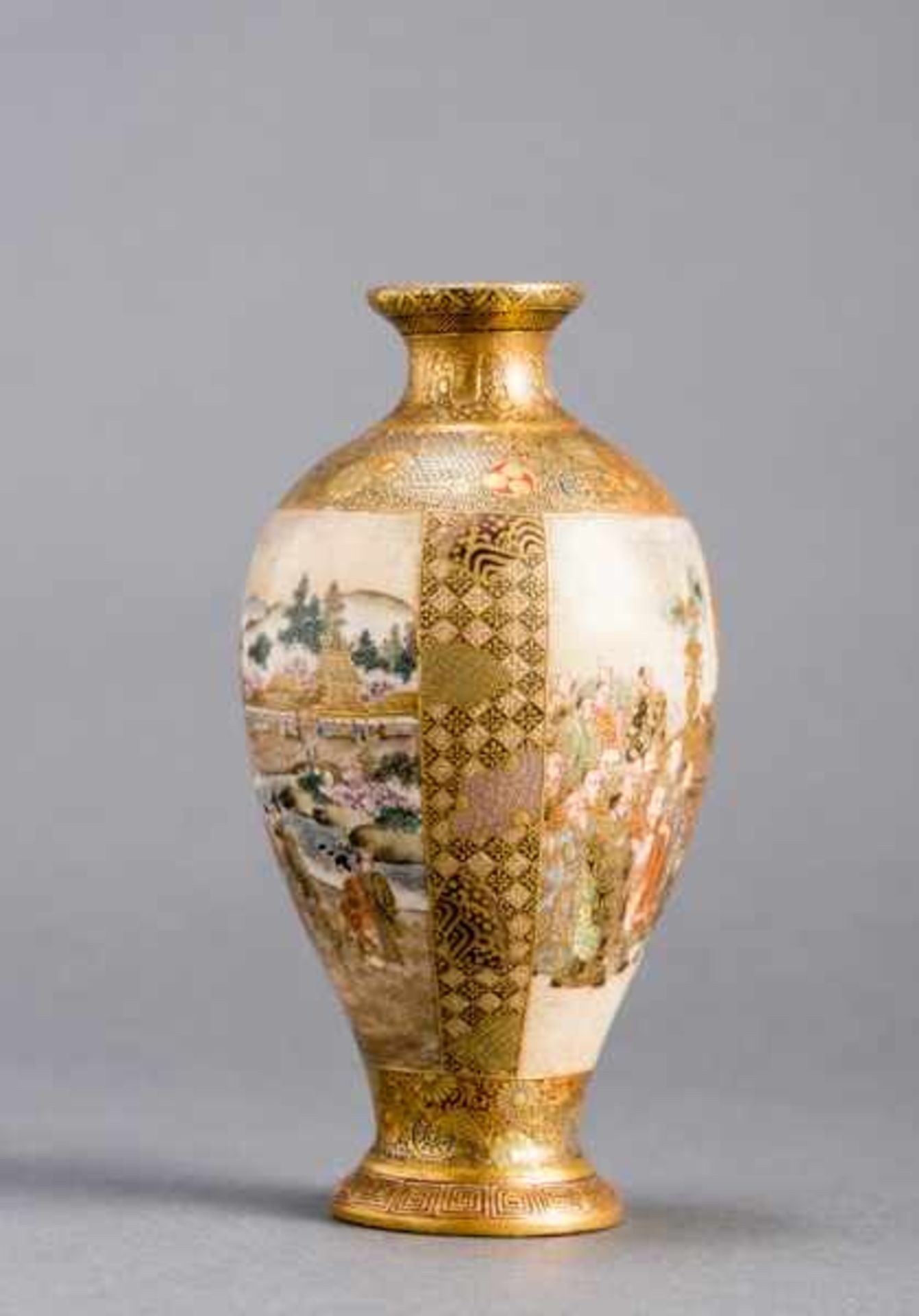 RYOZAN: AMIDA BUTSU AND VENERATORS Glazed ceramic with paint and gold. Japan, Meiji periodTwo - Image 3 of 5