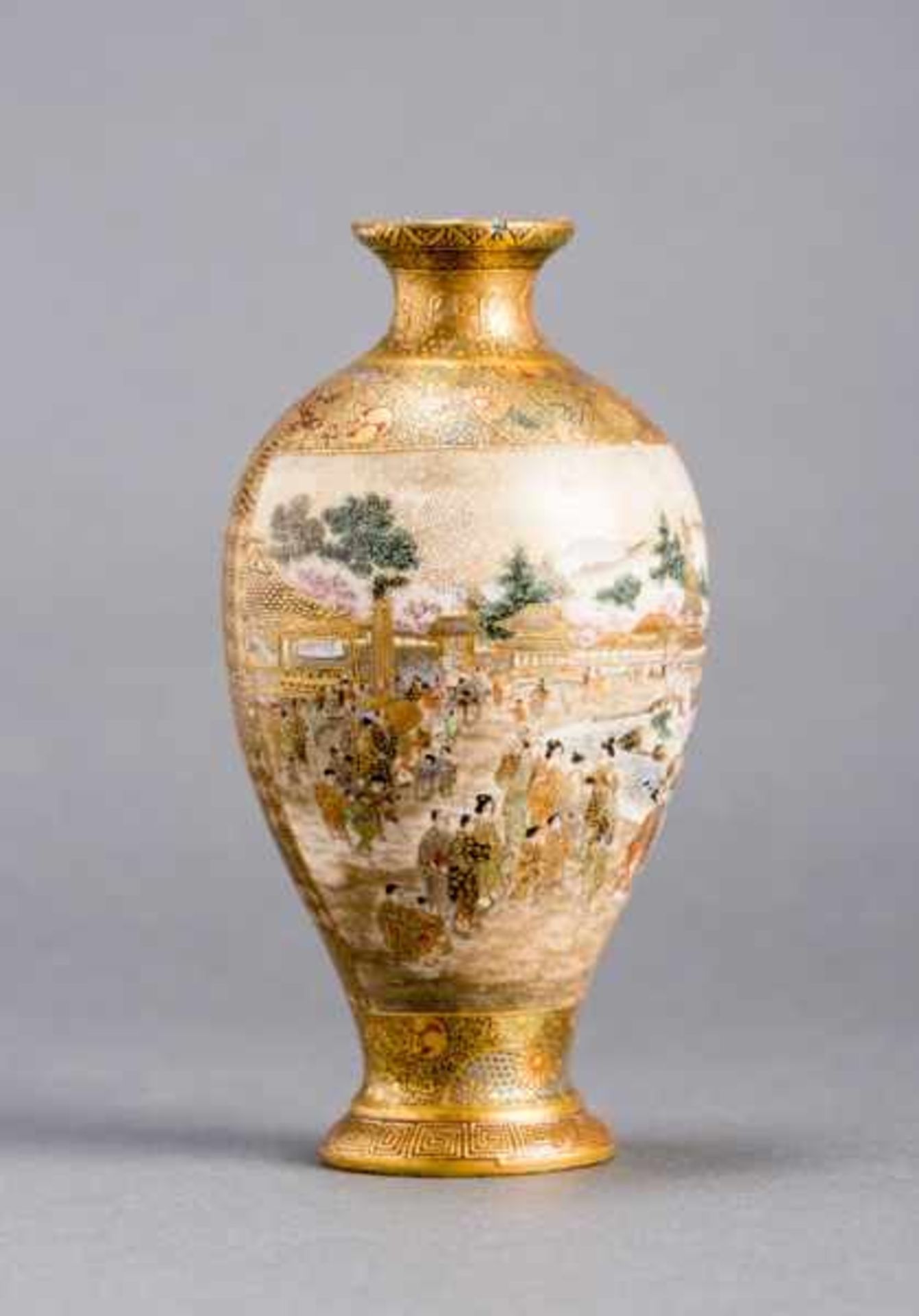 RYOZAN: AMIDA BUTSU AND VENERATORS Glazed ceramic with paint and gold. Japan, Meiji periodTwo - Image 2 of 5