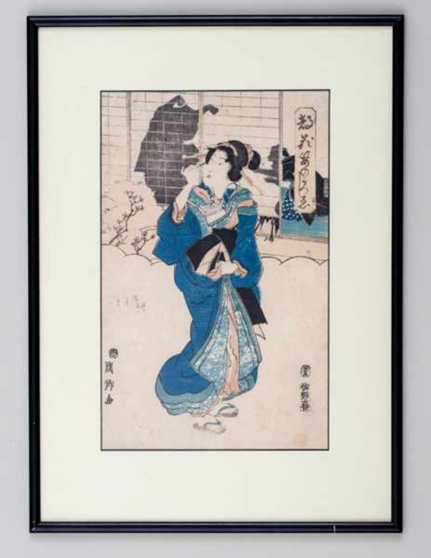 UTAGAWA KUNISATO 歌川国郷 (? - 1858) Original woodblock print. Japan, Original woodblock print from