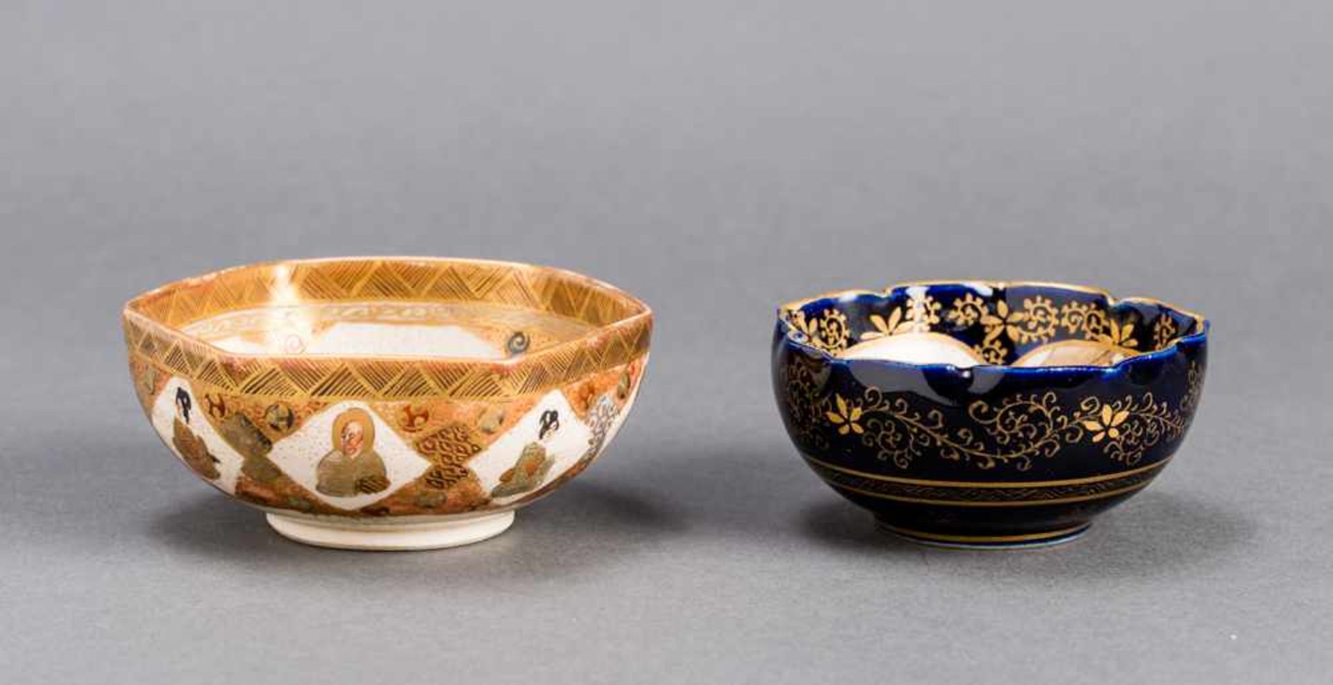 TWO SATSUMA BOWLS Glazed ceramic with paint and gold. Japan, Meiji periodThe first bowl with a - Image 2 of 5