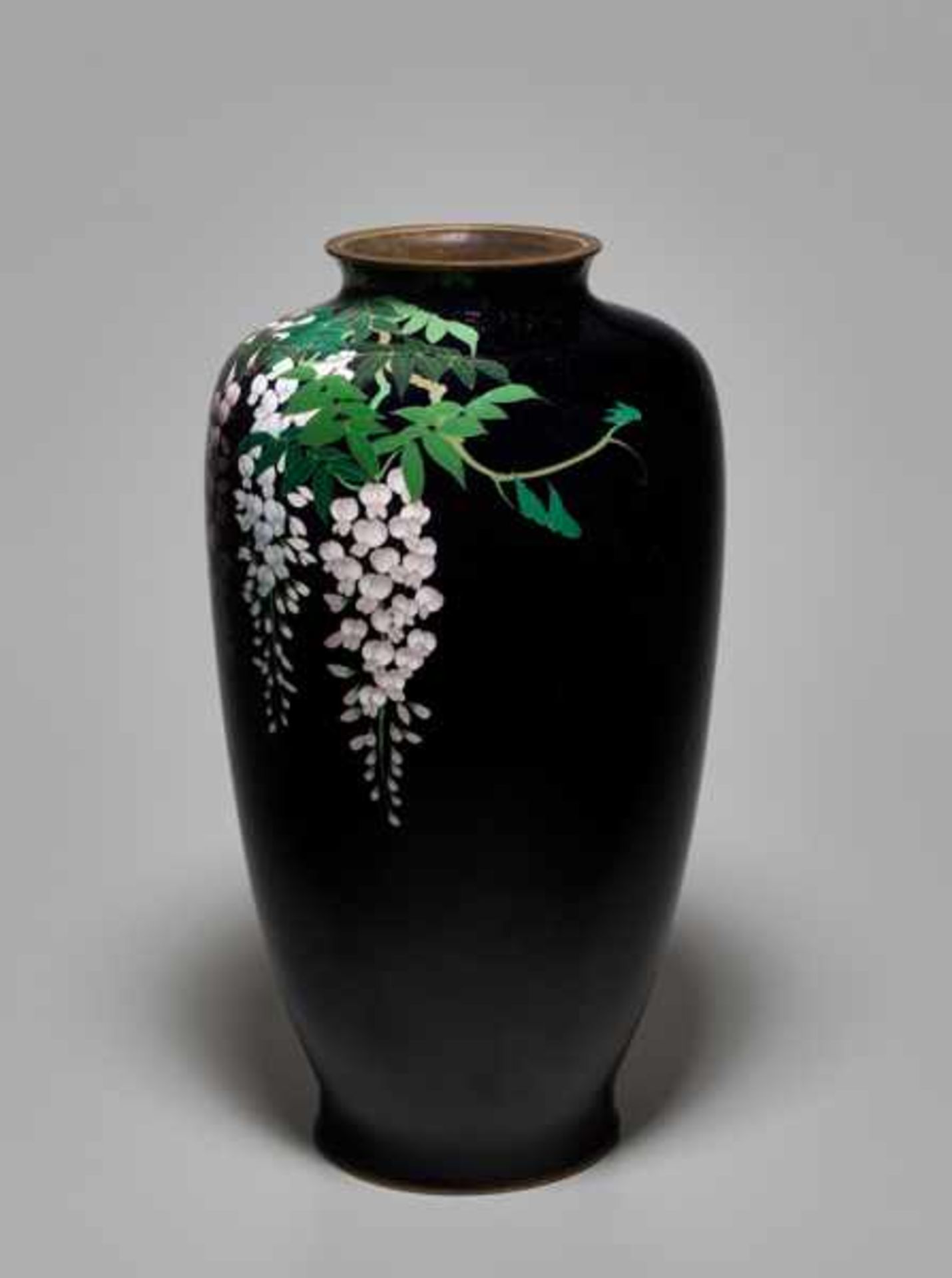 A CLOISONNÉ VASE WITH FUJI BLOSSOMS Colored enamel cloisonné. Japan, Meiji periodA relatively - Image 2 of 6