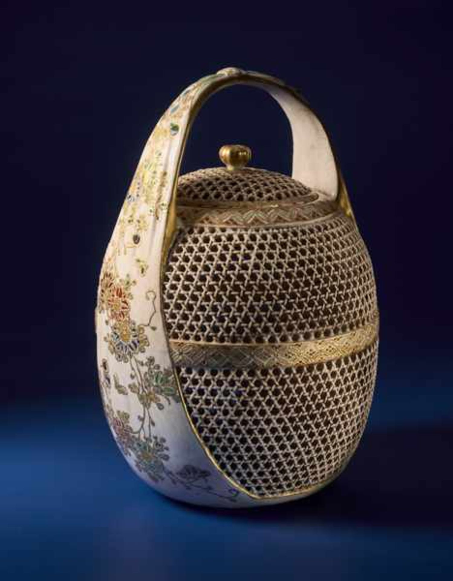 FUZAN: A SATSUMA CRICKET CAGE Glazed ceramic with paint and gold. Japan, Meiji periodExtremely - Image 3 of 5