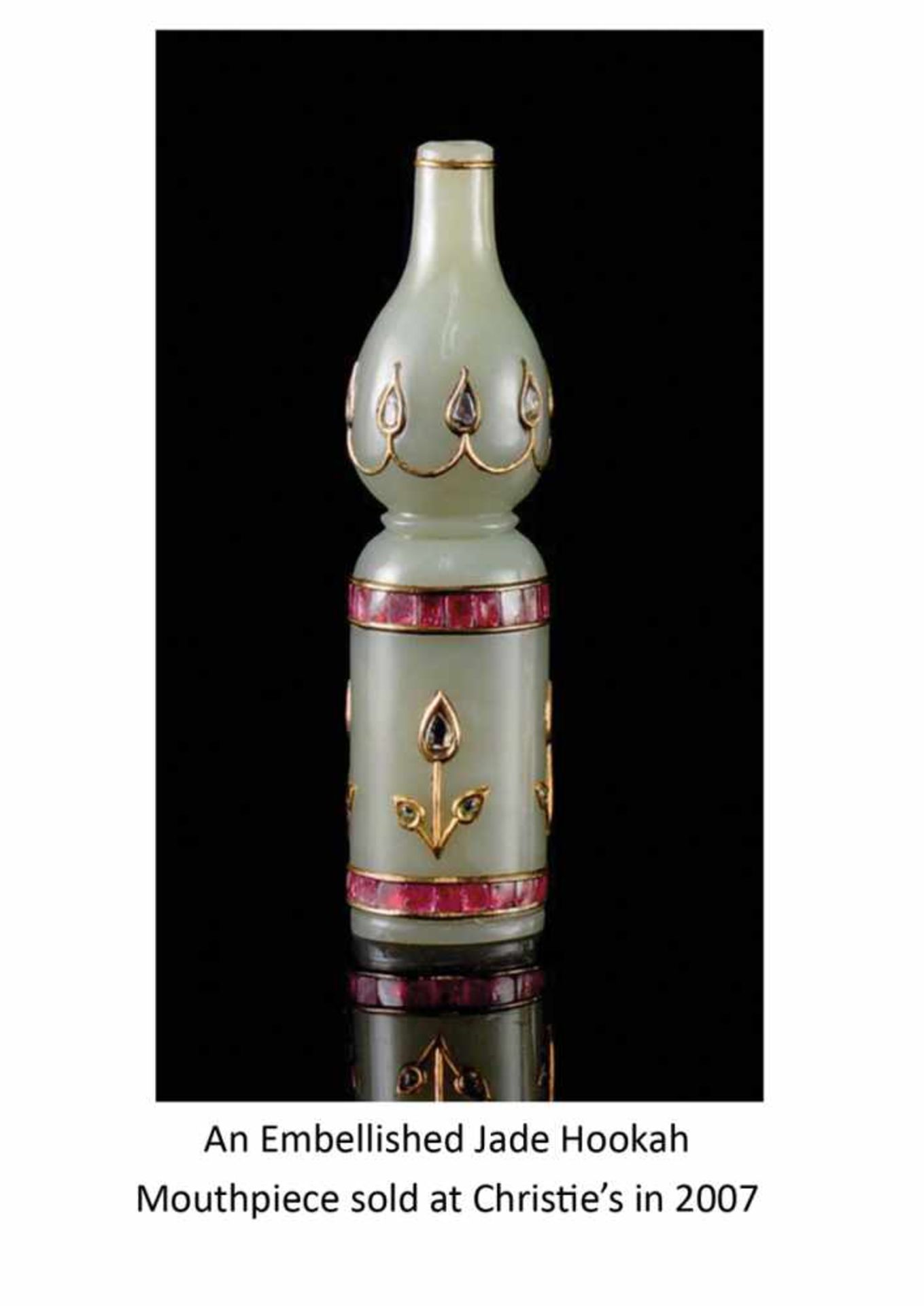 A WHITE JADE SNUFF BOTTLE, CONVERTED FROM A HOOKAH MOUTHPIECE Nephrite of even white color and - Image 7 of 7