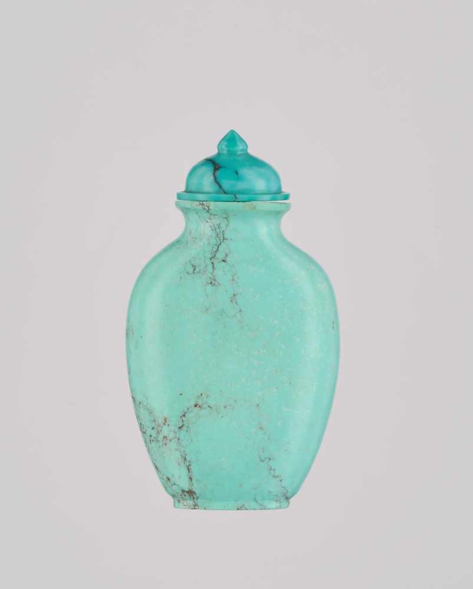 A SMALL PLAIN TURQUOISE SNUFF BOTTLE, QING DYNASTY Bright plain turquoise with few ‘crizzled’