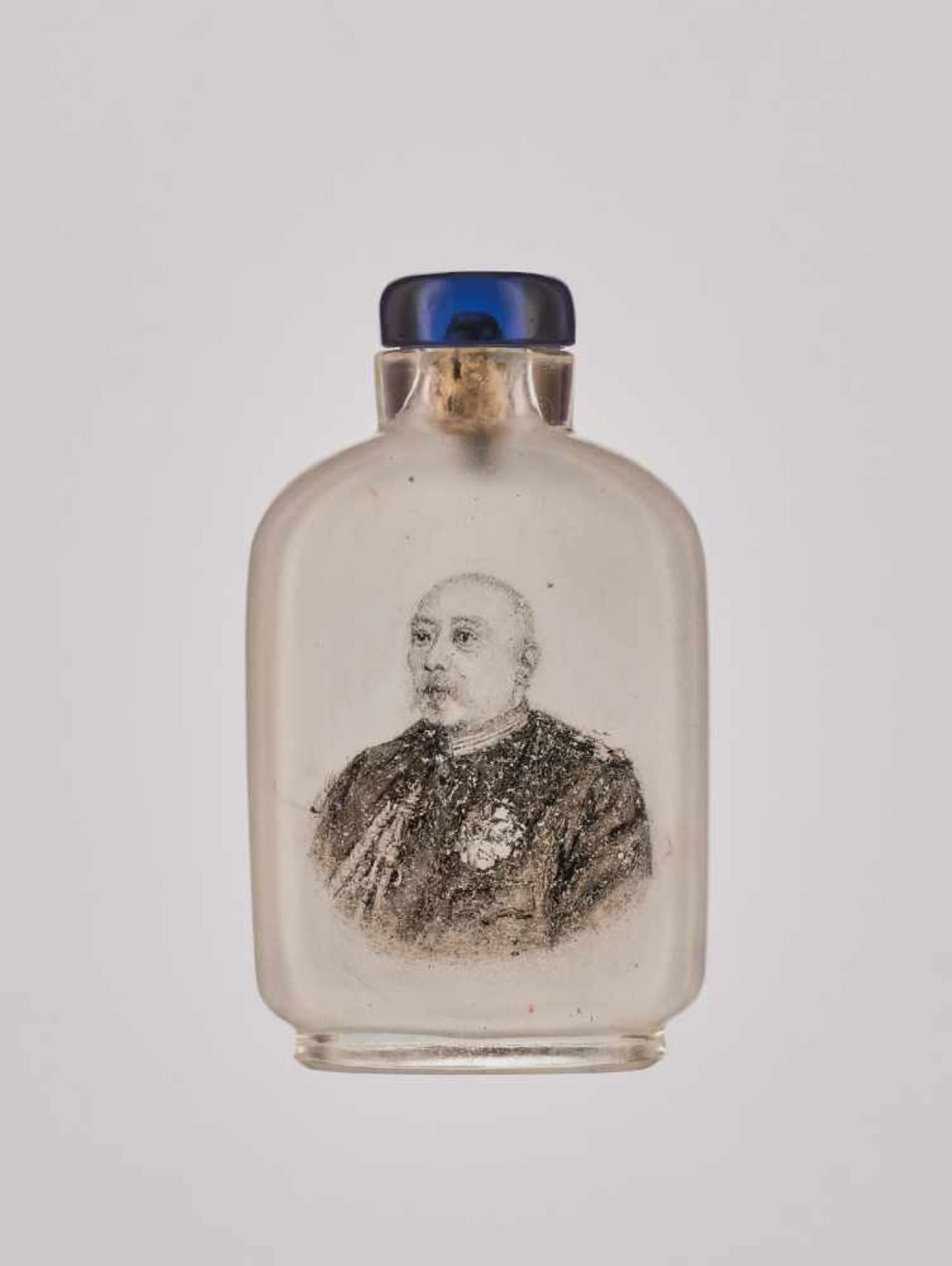 A MA SHAOXUAN INSIDE-PAINTED GLASS PORTRAIT SNUFF BOTTLE OF EMPEROR HONGXIAN, YUAN SHIKAI Glass.