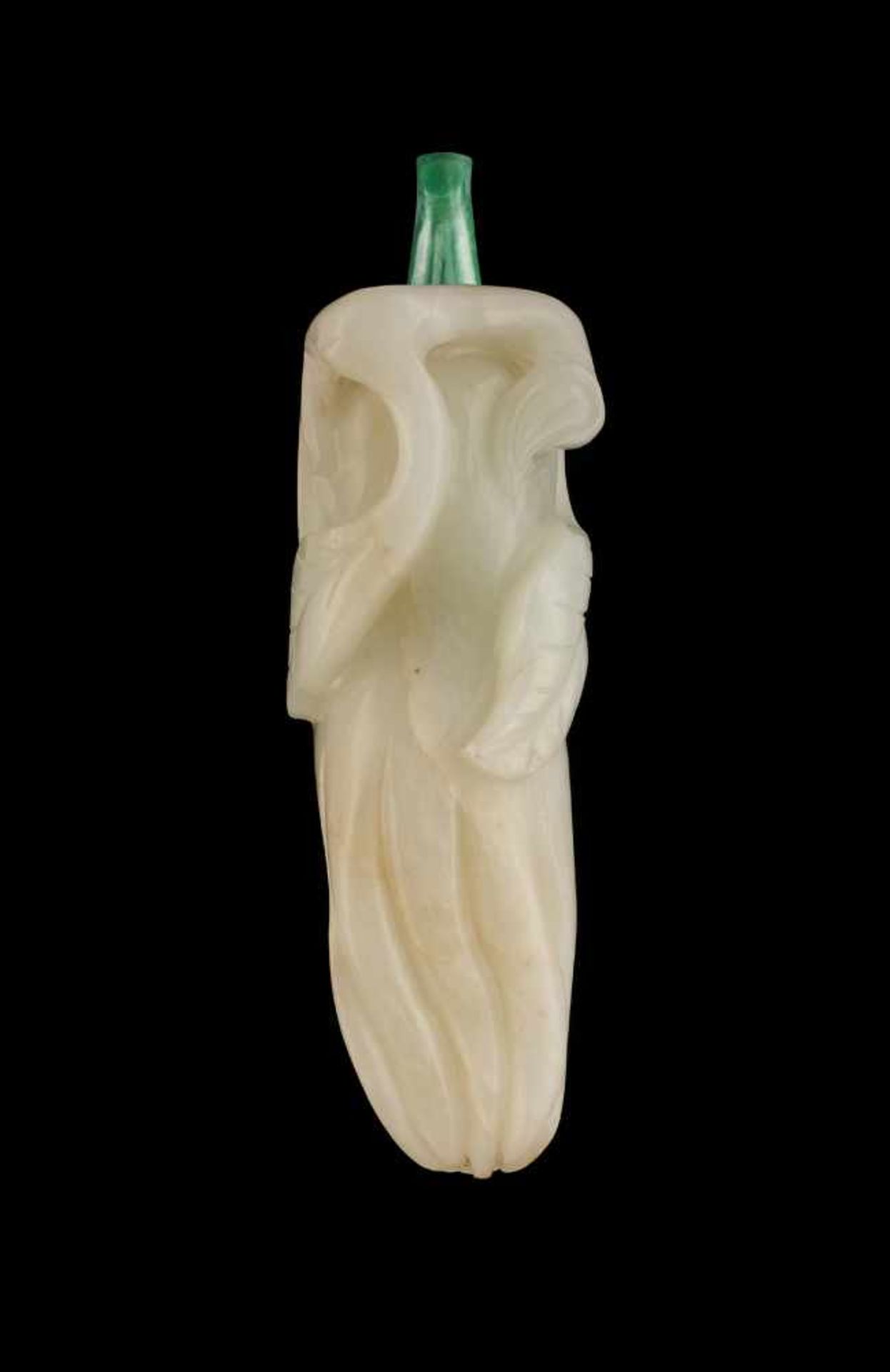 A WHITE JADE ‘FINGER CITRON’ SNUFF BOTTLE, QING DYNASTY Nephrite of pale green-grey, nearly plain - Image 3 of 6