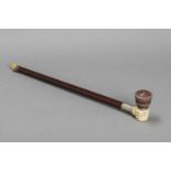 AN IVORY, YIXING, PEWTER AND LACQUERED WOOD OPIUM PIPE, QING DYNASTY The pipe consisting of a main