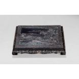 A MOTHER-OF-PEARL AND LACQUER INCENSE STAND, KANGXI Wood with black lacquer coating and inlaid