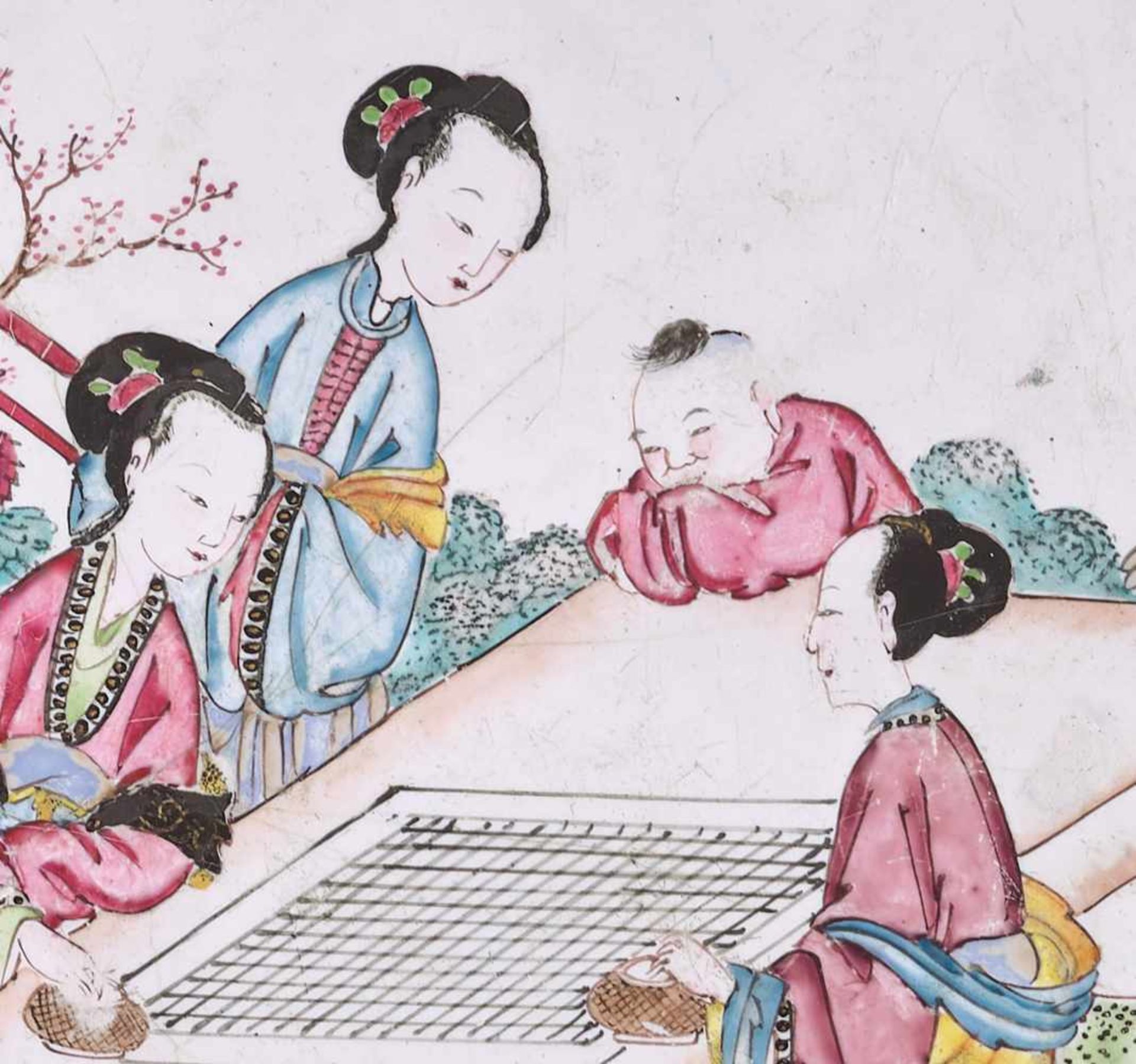 A FAMILLE ROSE ‘WEIQI PLAYERS’ CANTON ENAMEL TRAY, QING DYNASTY, 18TH CENTURY Multicolored enamels - Image 2 of 5