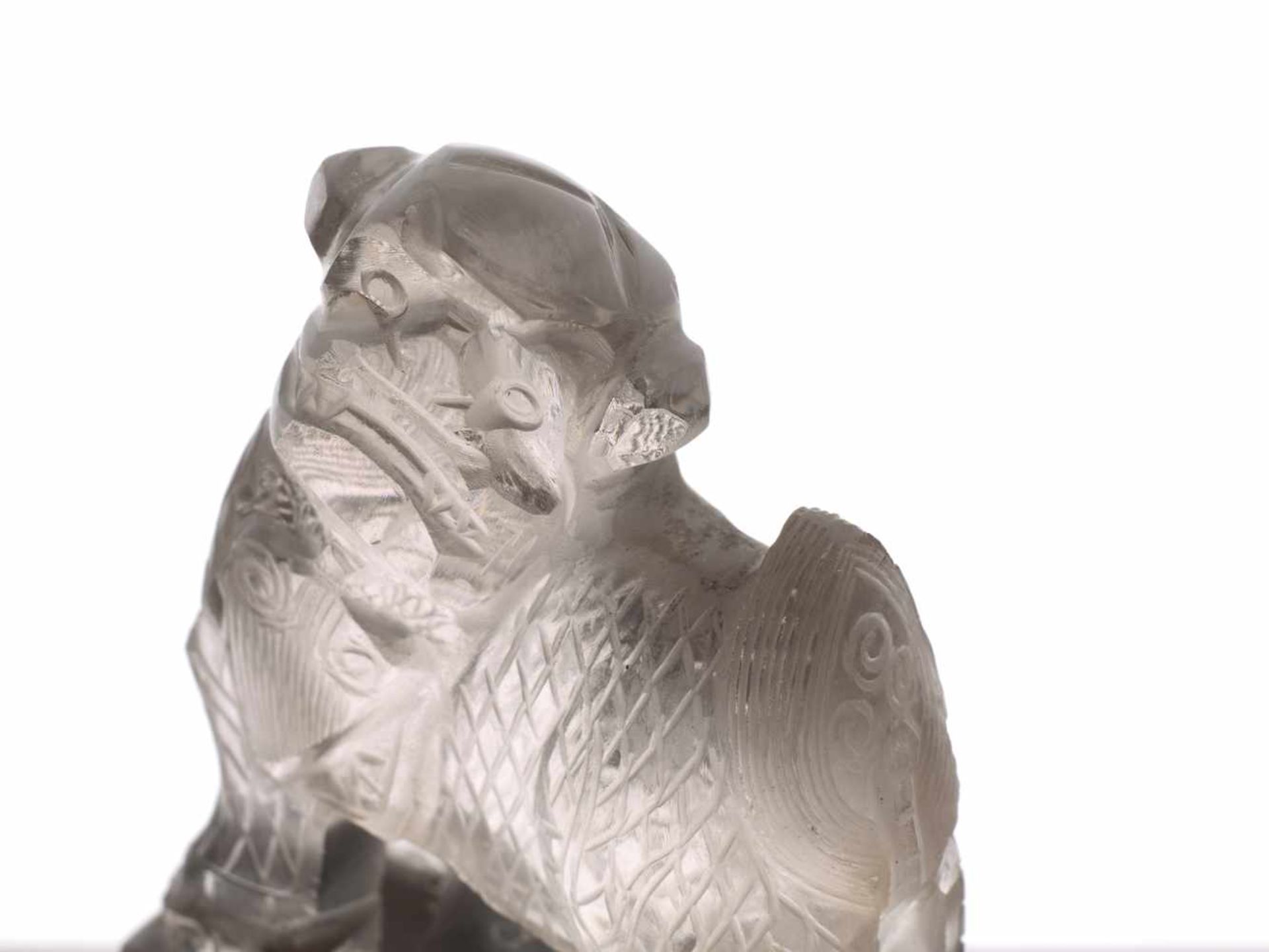 A QING DYNASTY ROCK CRYSTAL LITERATI SEAL 'GUARDIAN LION' Transparent rock crystal with natural - Image 5 of 5