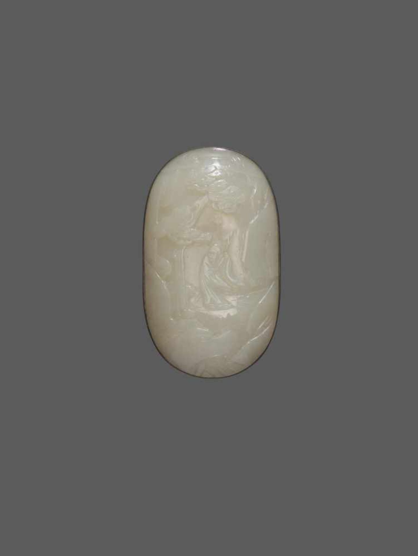 THREE WHITE JADE PLAQUES FOR RUYI SCEPTER, QING DYNASTY White jade with a slight pale celadon - Bild 3 aus 7