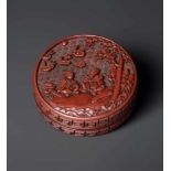 A CINNABAR LACQUER ‘MUSICIANS’ BOX AND COVER, MING DYNASTY, 16TH CENTURY Carved cinnabar lacquer