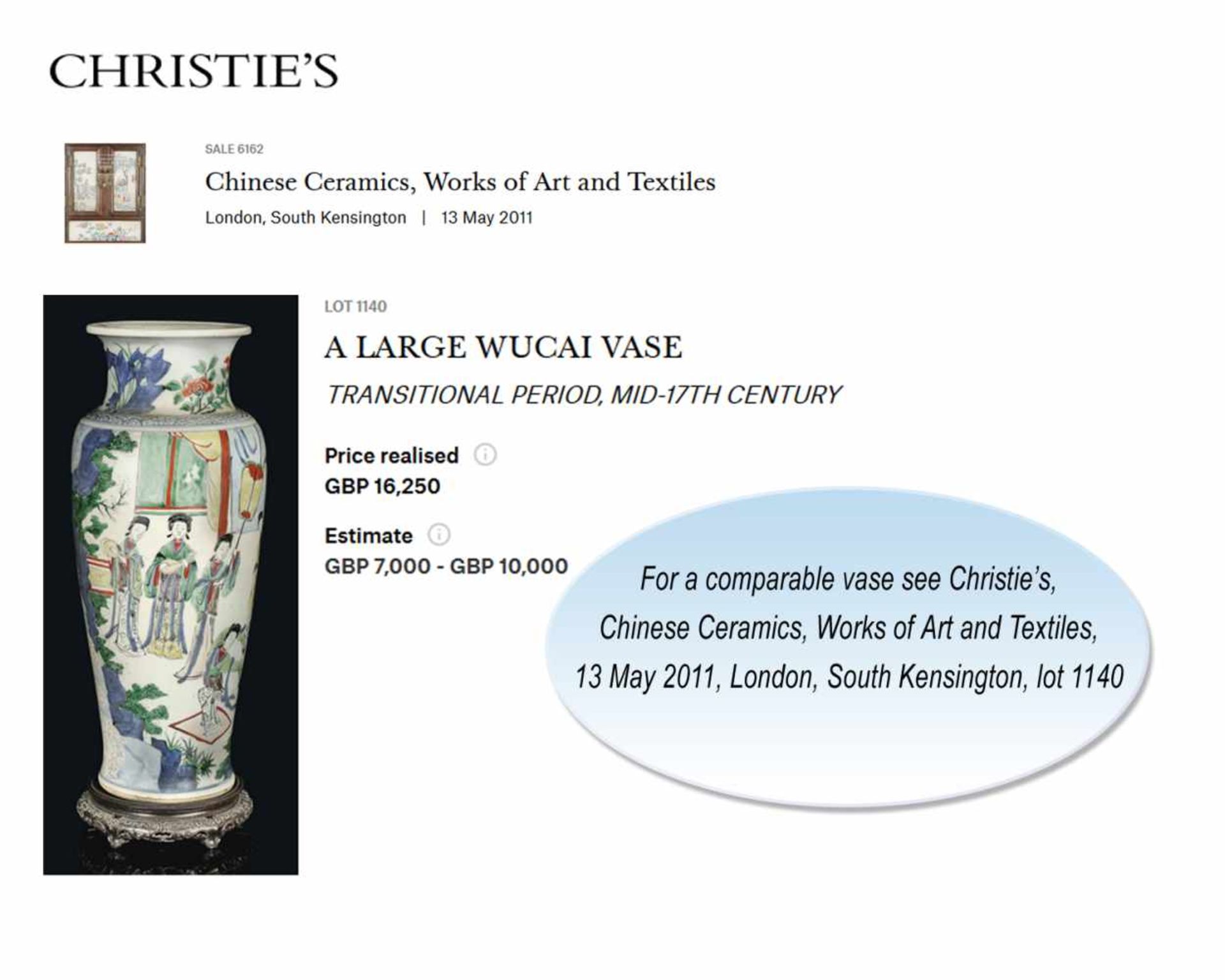 A LARGE TRANSITIONAL WUCAI BALUSTER VASE WITH PALACE SCENE, 17th CENTURY White glazed porcelain with - Image 3 of 9