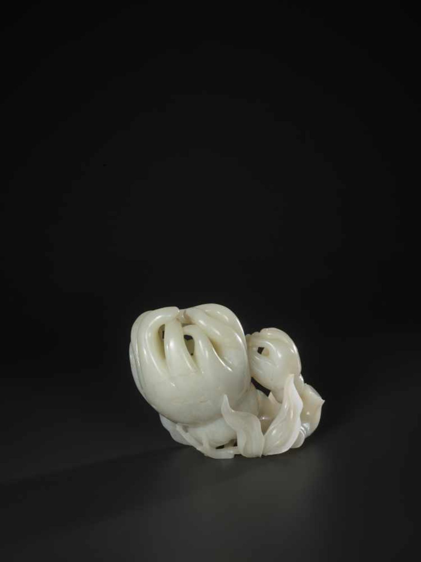 A SUPERBLY CARVED WHITE JADE GROUP OF FINGER CITRONS, QING DYNASTY, 18TH CENTURY White jade of - Image 6 of 10