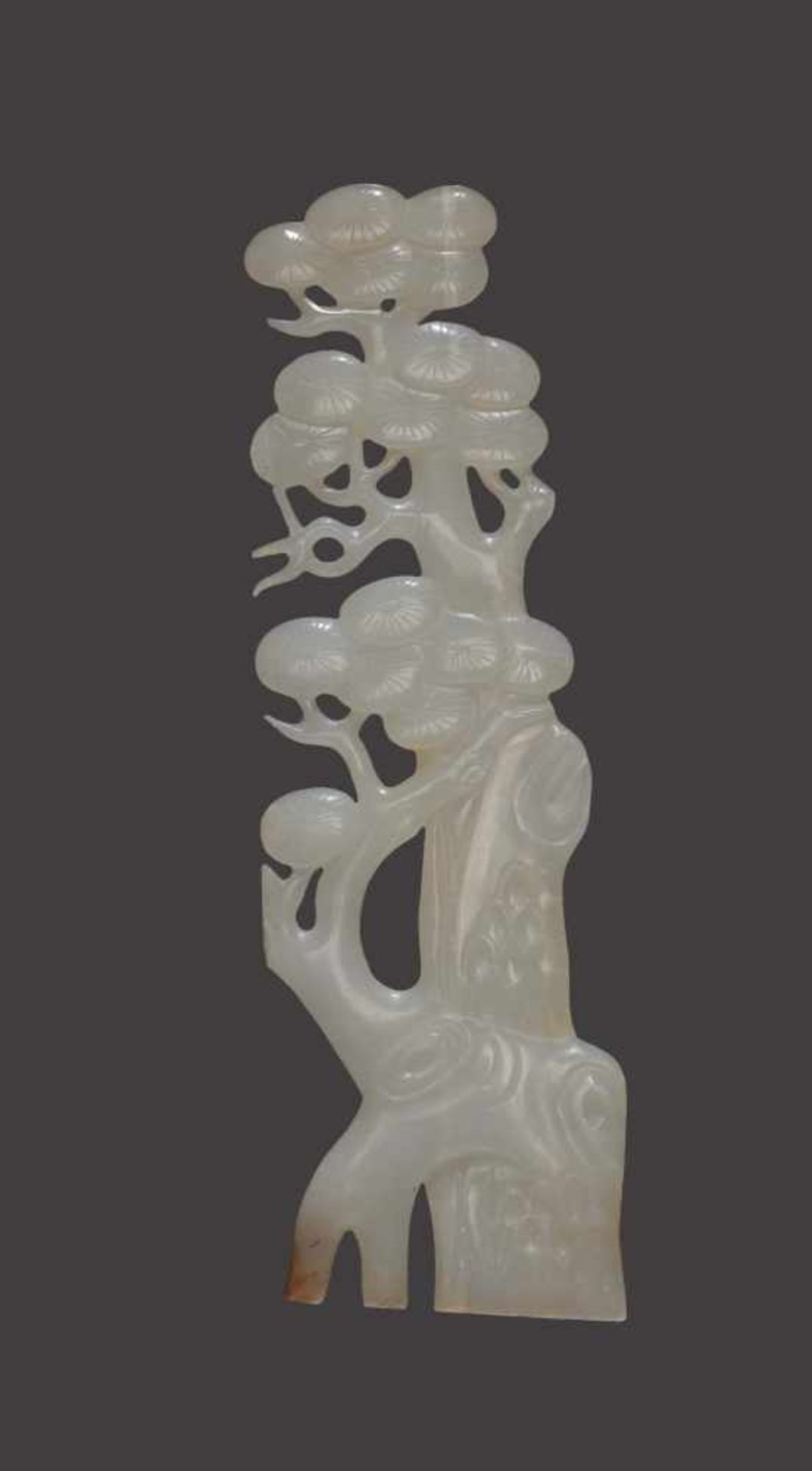 A LARGE 4-PART WHITE JADE ‘PRINCE UNDERNEATH PINE TREE’ CARVING, QING DYNASTY Pure white jade with - Image 2 of 5