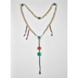 A GLASS AND ANTLER BEAD COURT NECKLACE, QING DYNASTY Beads of carved and partially stained antler