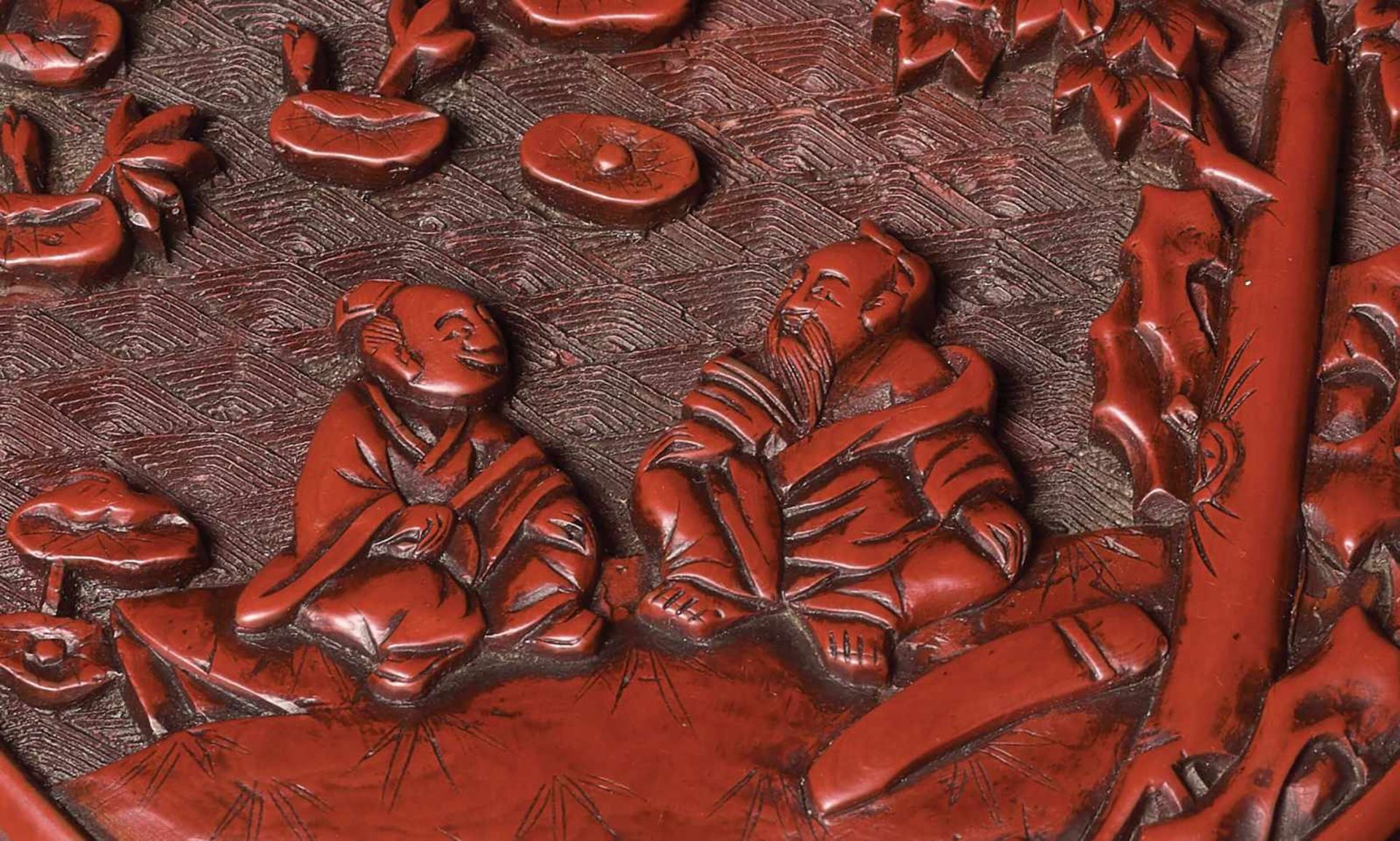 A CINNABAR LACQUER ‘MUSICIANS’ BOX AND COVER, MING DYNASTY, 16TH CENTURY Carved cinnabar lacquer - Image 5 of 6