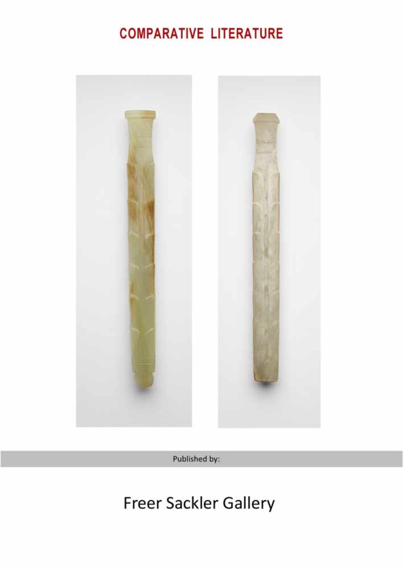 A SOPHISTICATED HANDLE-SHAPED OBJECT IN WHITE JADE DECORATED WITH LEAF PATTERNS Jade. China, Late - Image 6 of 7