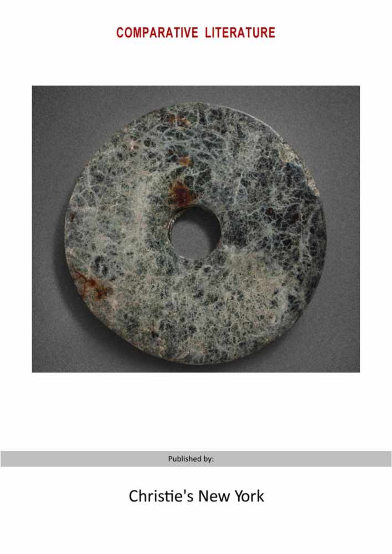 A RICHLY TEXTURED NEOLITHIC BI DISC IN GREEN JADE WITH A STRIKING MARBLE-LIKE PATTERN Jade. China, - Image 7 of 8