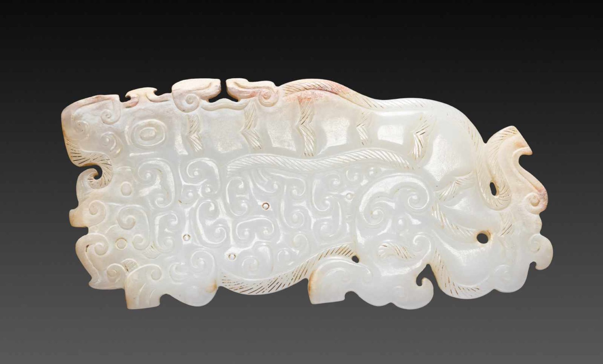 A MAGNIFICENT EASTERN ZHOU CROUCHING TIGER IN EXQUISITE PURE WHITE JADE Jade. China, Eastern Zhou,