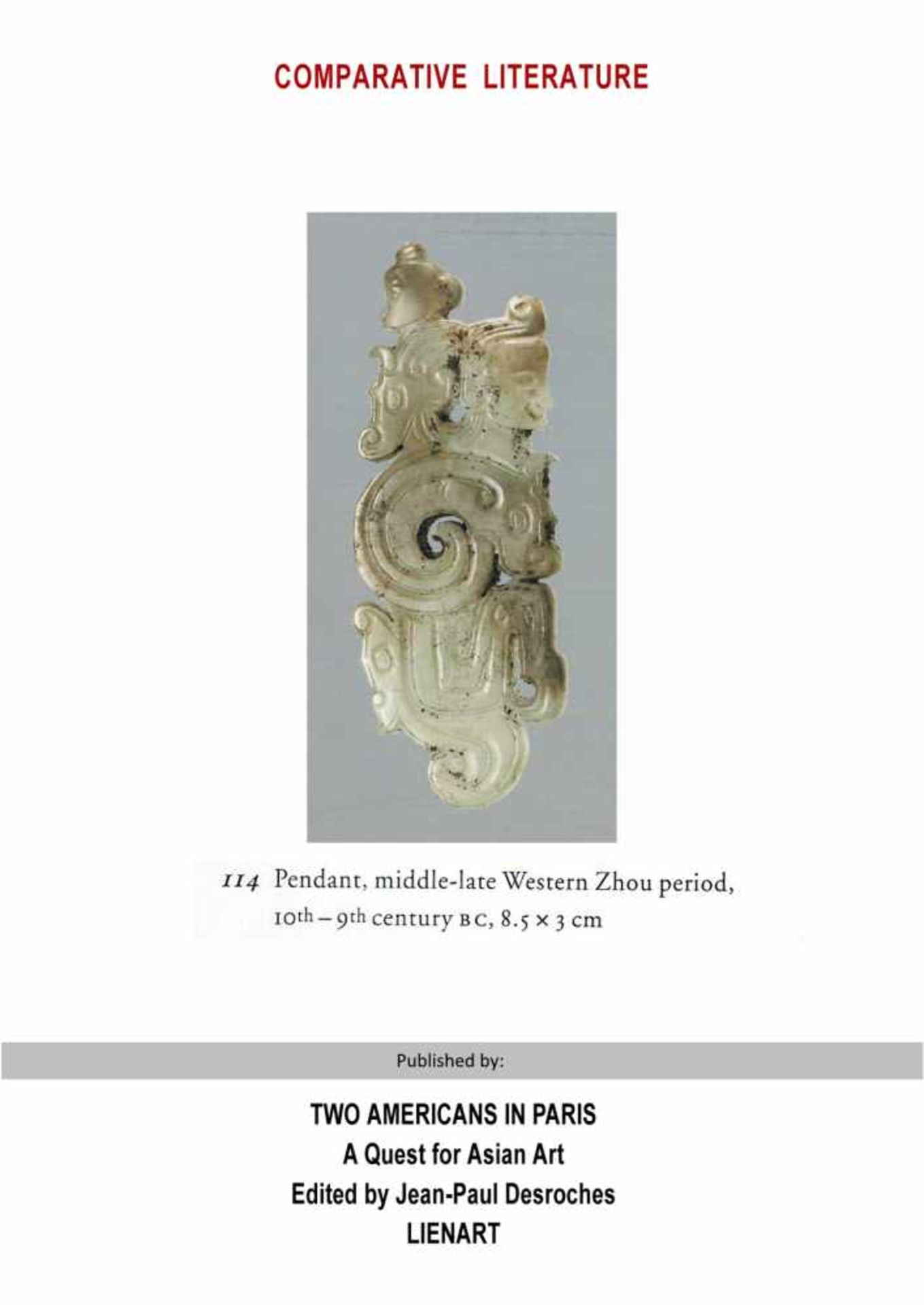 A THIN, FLAT ORNAMENT WITH A COMPOSITE PATTERN OF HUMAN HEADS AND DRAGONS Jade. China, Western Zhou, - Bild 11 aus 11