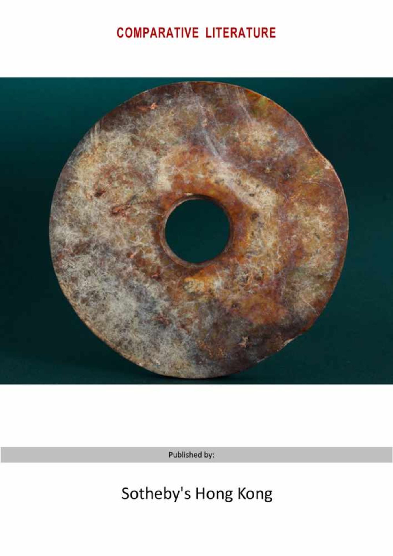 AN AMAZING NEOLITHIC BI DISC IN REDDISH JADE WITH INTRICATE NATURAL VEINING Jade. China, Late - Image 9 of 9