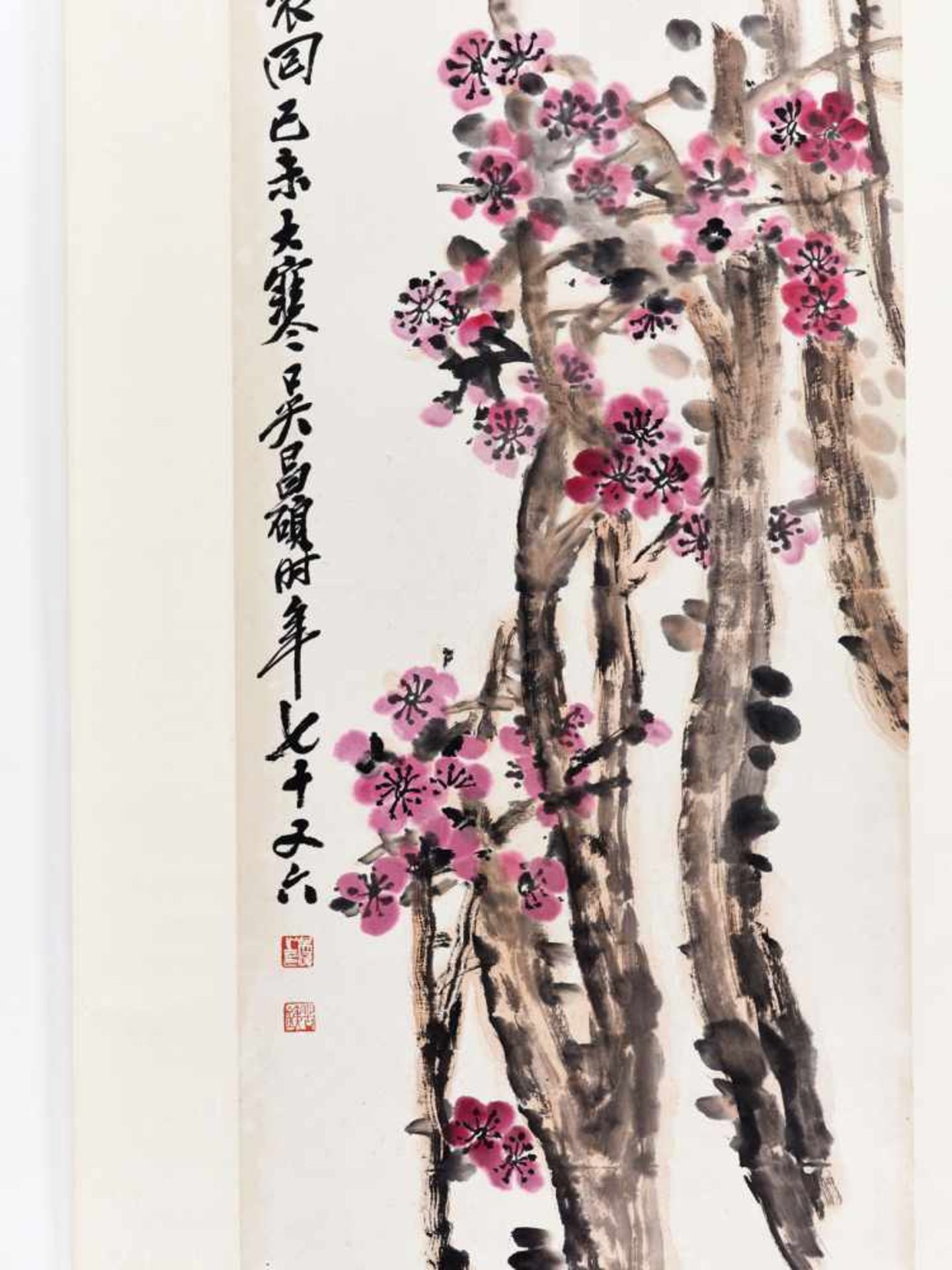 A ‘BLOOMING PLUM BLOSSOM BRANCHES’ PAINTING BY WU CHANGSHUO, DATED 1919 Ink and color on paper, - Image 3 of 5