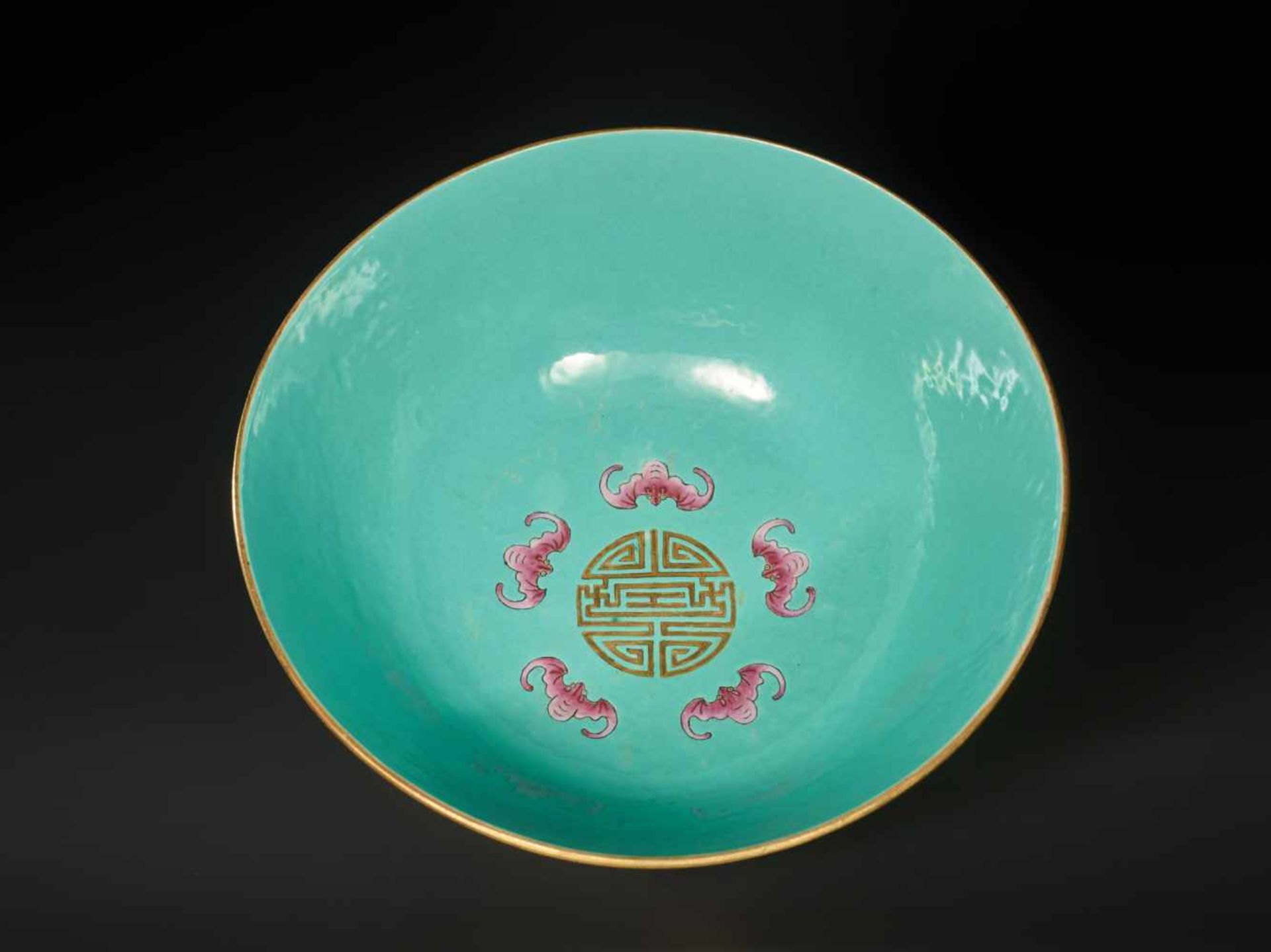 A LARGE FAMILLE ROSE ‘FIVE BLESSINGS’ PORCELAIN BOWL, DAOGUANG Daoguang six-character seal marks - Image 3 of 10