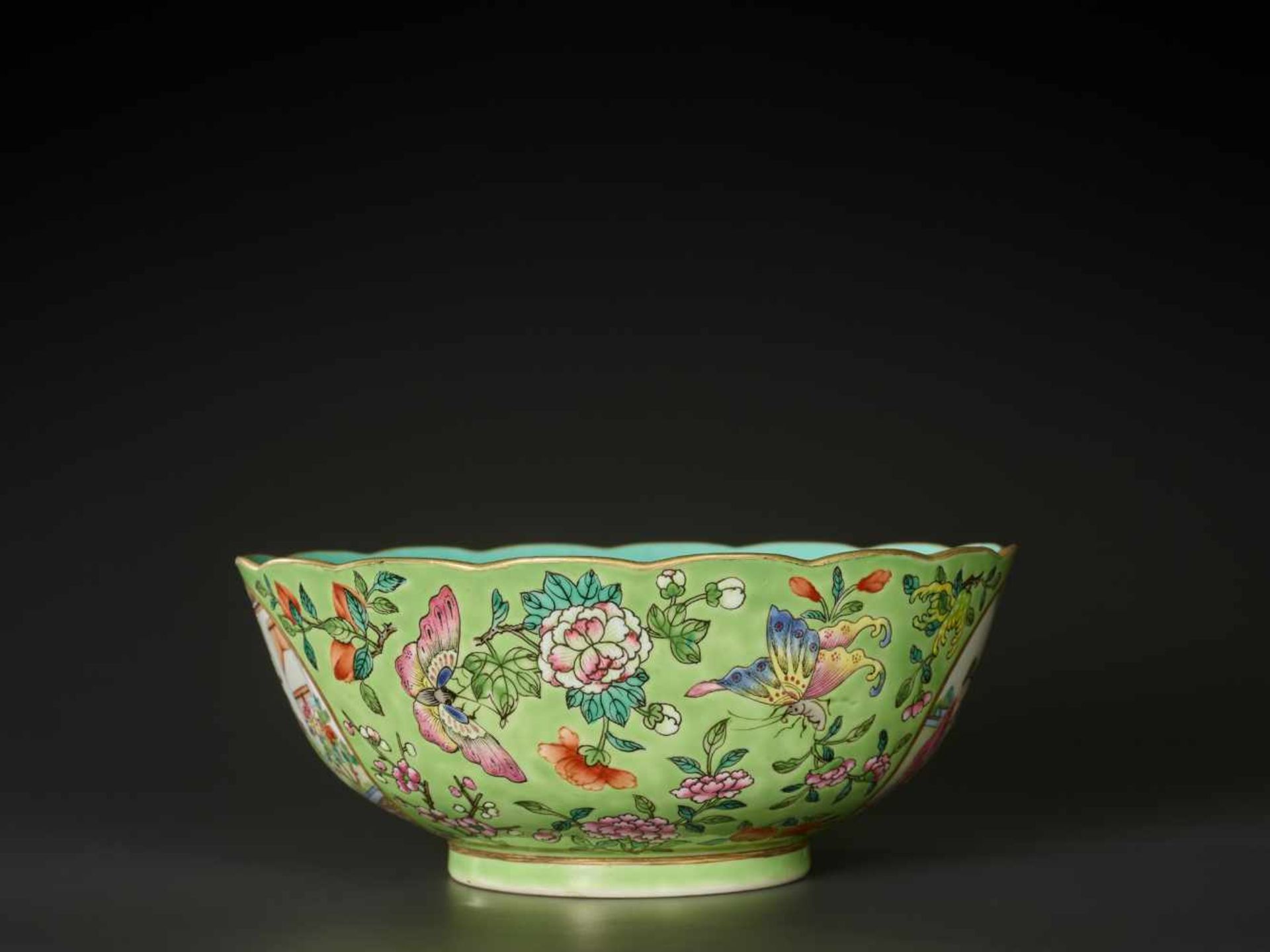 A RARE FAMILLE ROSE LIME-GROUND ‘MUDAN TING’ BOWL AND COVER, DAOGUANG Daoguang six-character seal - Image 18 of 20