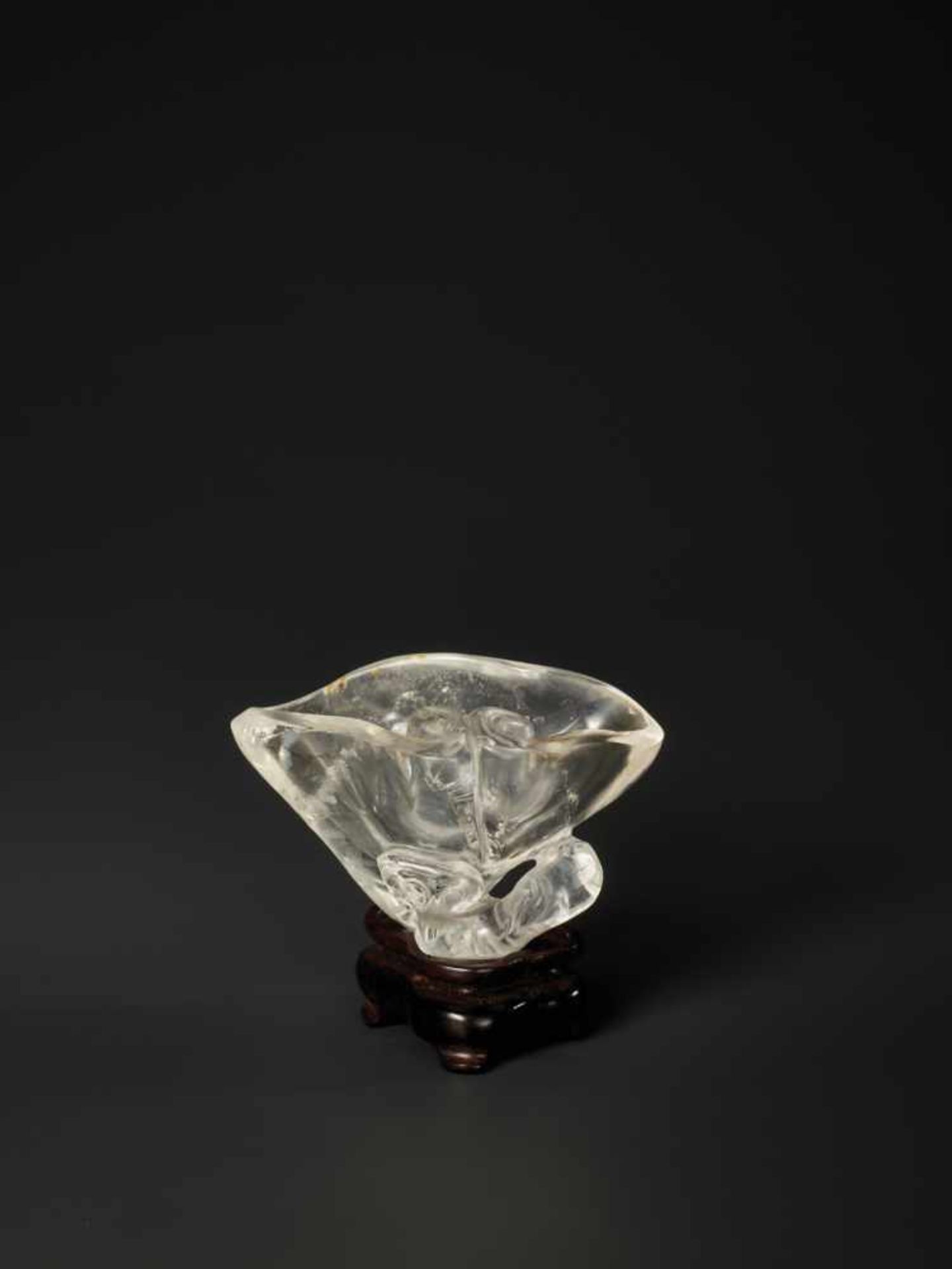 A ROCK CRYSTAL ‘LINGZHI’ BRUSH WASHER, QING DYNASTY The crystal of good purity with few natural