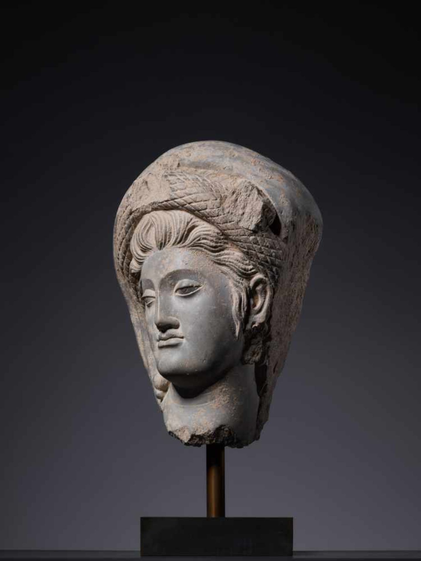 A LARGE GANDHARA SCHIST HEAD OF GODDESS HARITI, 2nd – 3rd CENTURY Grey schist with good age- - Image 10 of 11