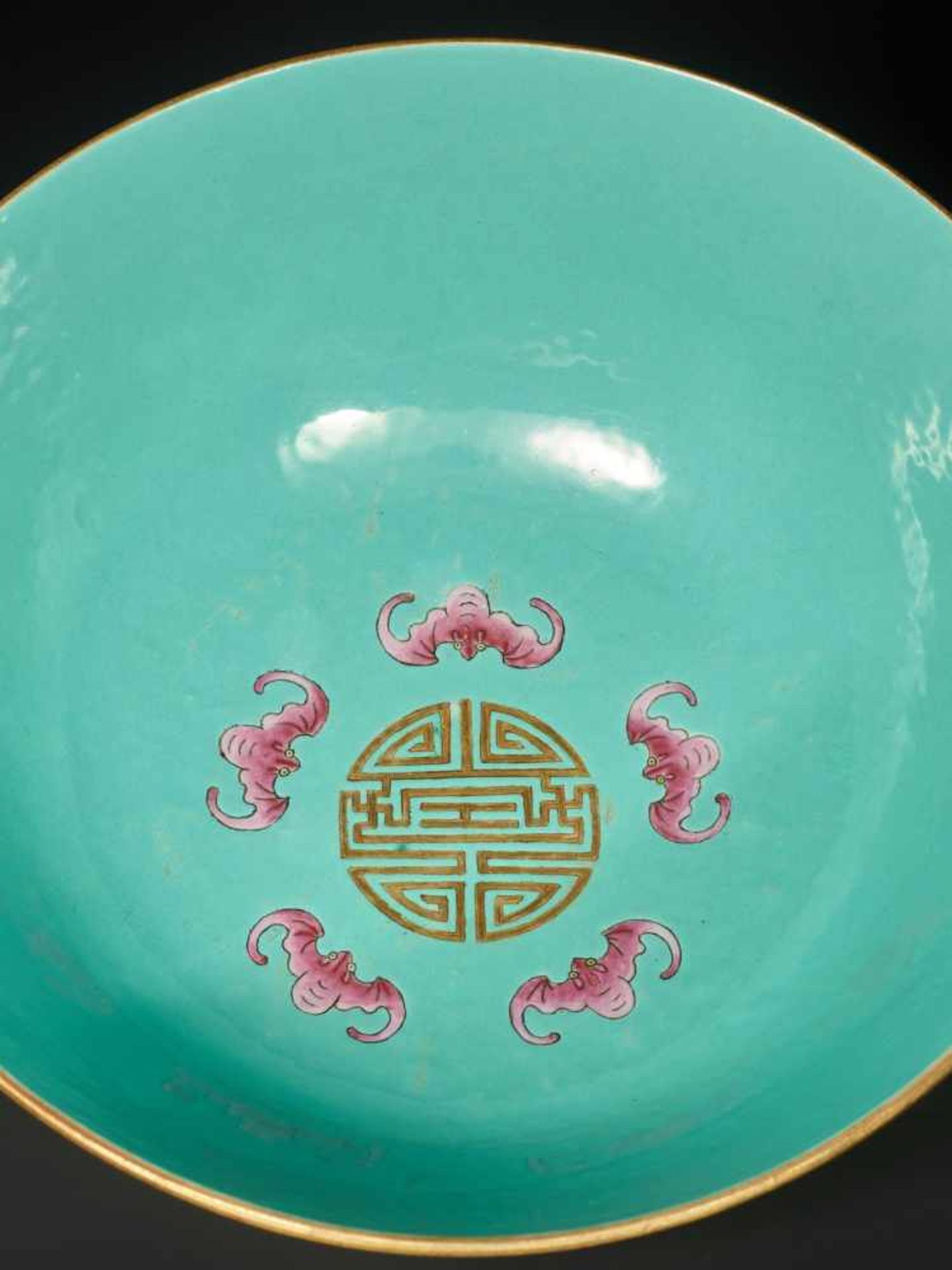 A LARGE FAMILLE ROSE ‘FIVE BLESSINGS’ PORCELAIN BOWL, DAOGUANG Daoguang six-character seal marks - Image 8 of 10