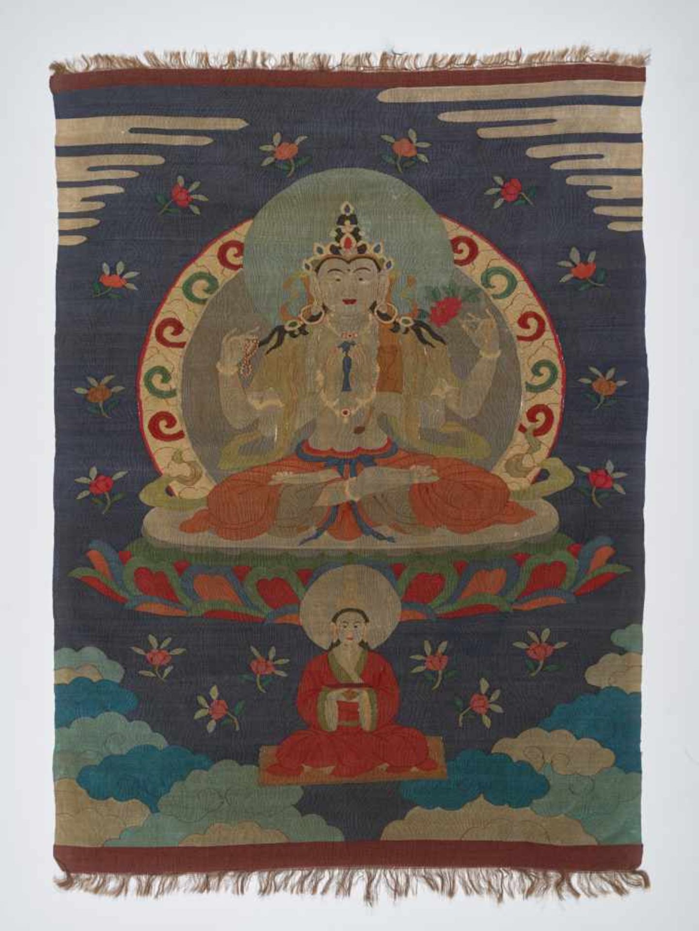 A VERY RARE SILK KESI THANGKA WITH AVALOKITESHVARA, 18th CENTURY Silk with Kesi weaving, silk and - Image 6 of 6