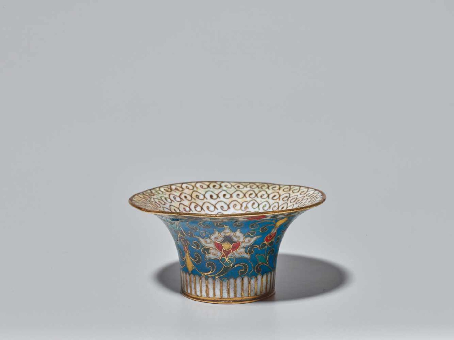 AN UNUSUAL CLOISONNÉ ENAMEL DOMED ‘LOTUS’ BOWL, MING DYNASTY, 16TH CENTURY The bronze bowl with gilt - Image 7 of 7