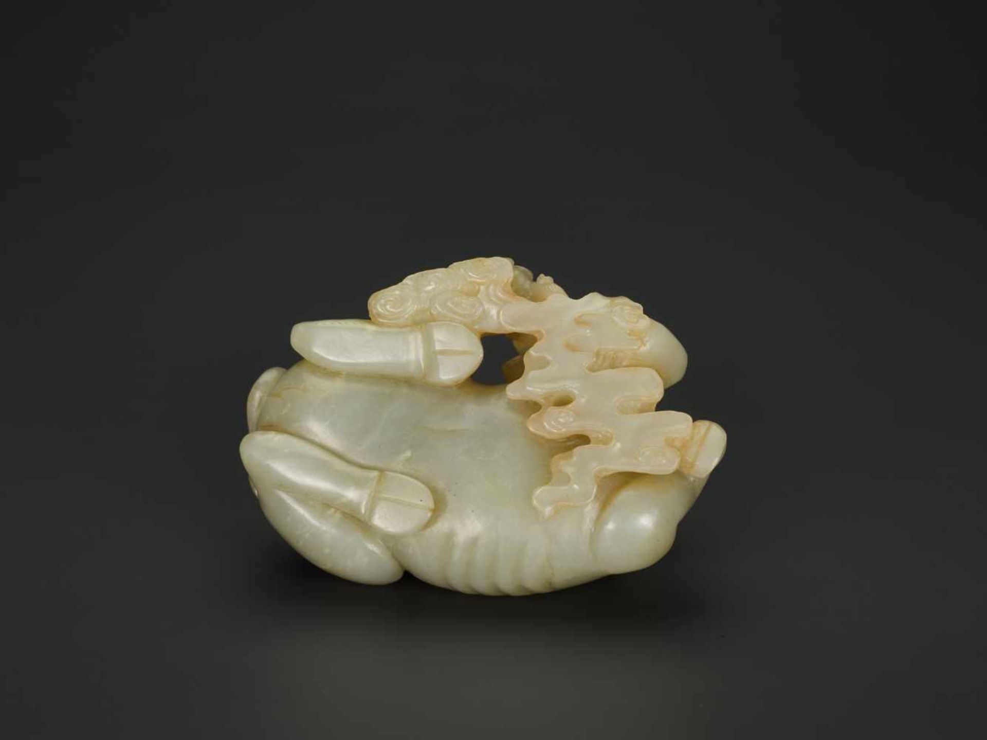 A PALE CELADON JADE 'BUFFALO AND QILIN' GROUP, QIANLONG PERIOD (1736-1795) The pale celadon nephrite - Image 7 of 7