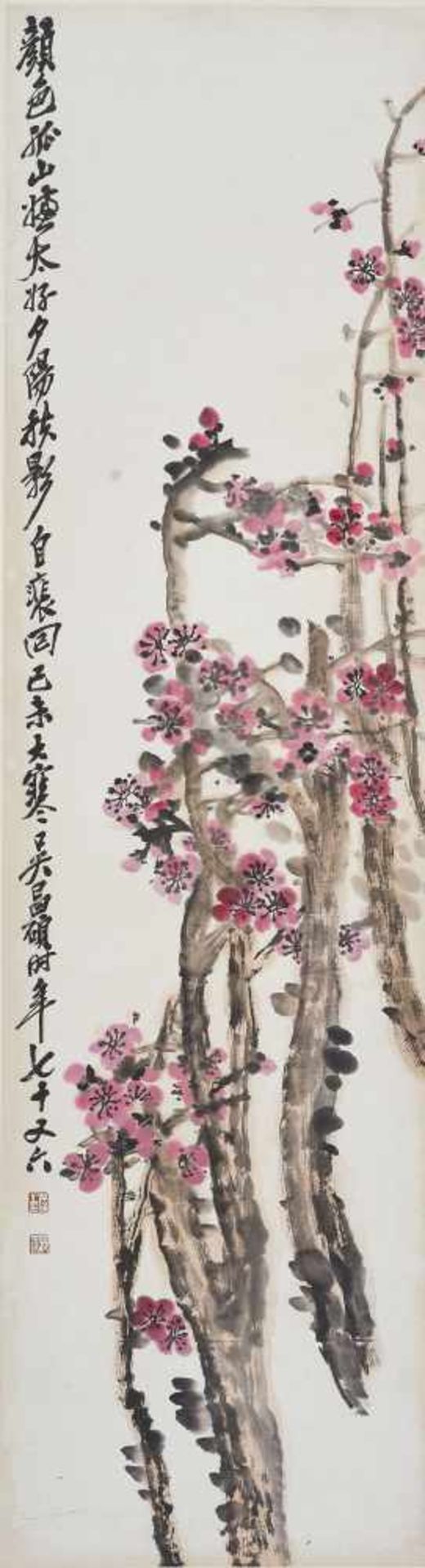 A ‘BLOOMING PLUM BLOSSOM BRANCHES’ PAINTING BY WU CHANGSHUO, DATED 1919 Ink and color on paper,