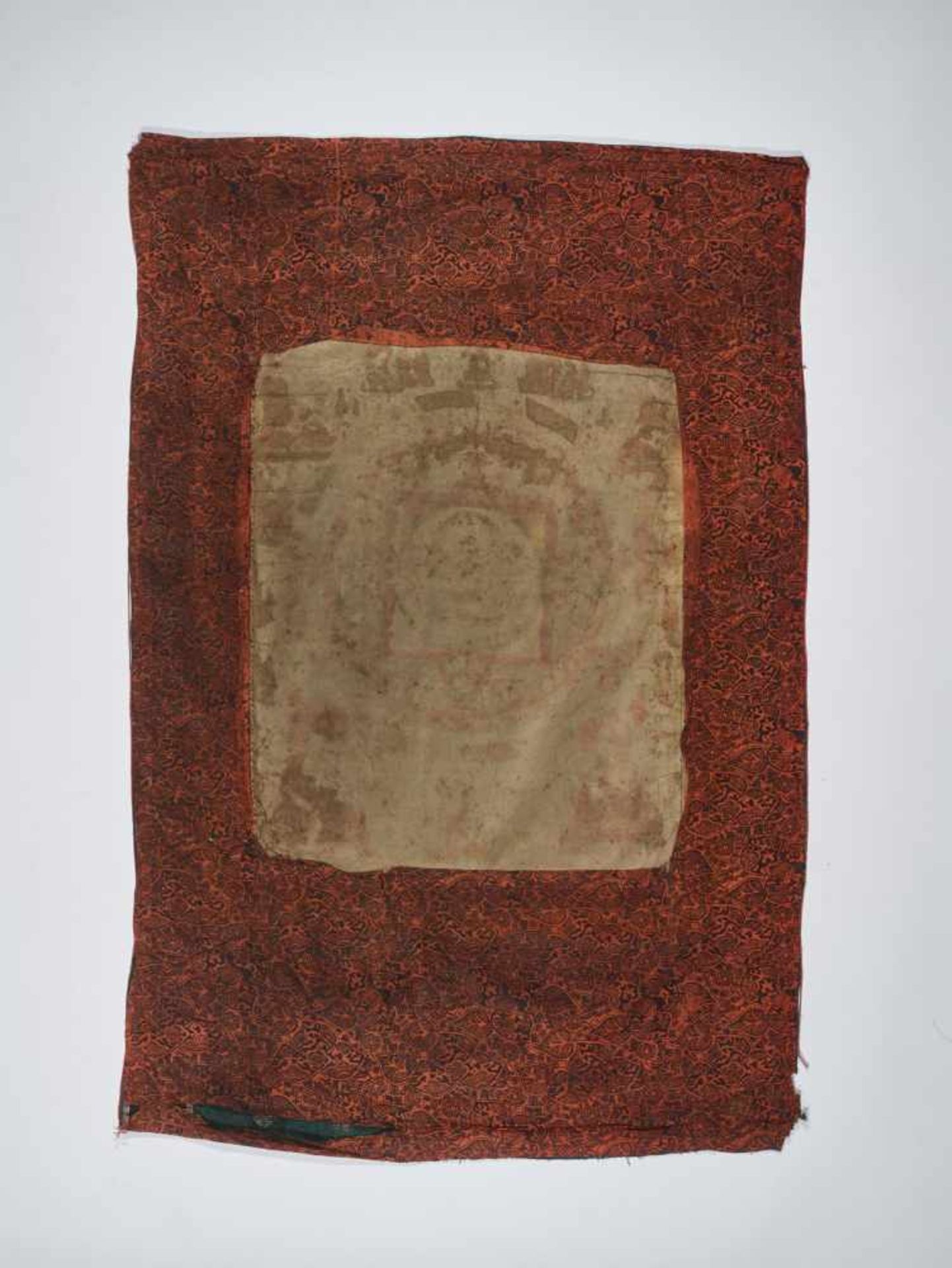 A FIGURE FILLED MANDALA THANGKA WITH CHAKRASAMVARA IN YAB YUM Distemper and gold paint on cloth, - Image 5 of 5