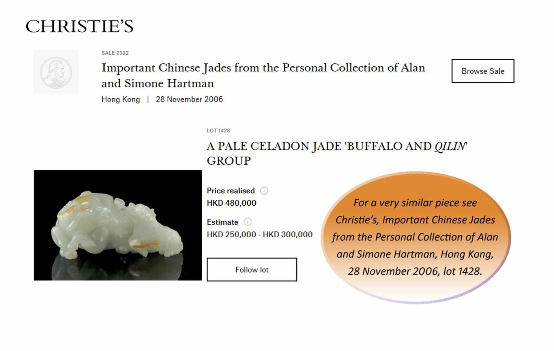 A PALE CELADON JADE 'BUFFALO AND QILIN' GROUP, QIANLONG PERIOD (1736-1795) The pale celadon nephrite - Image 2 of 7