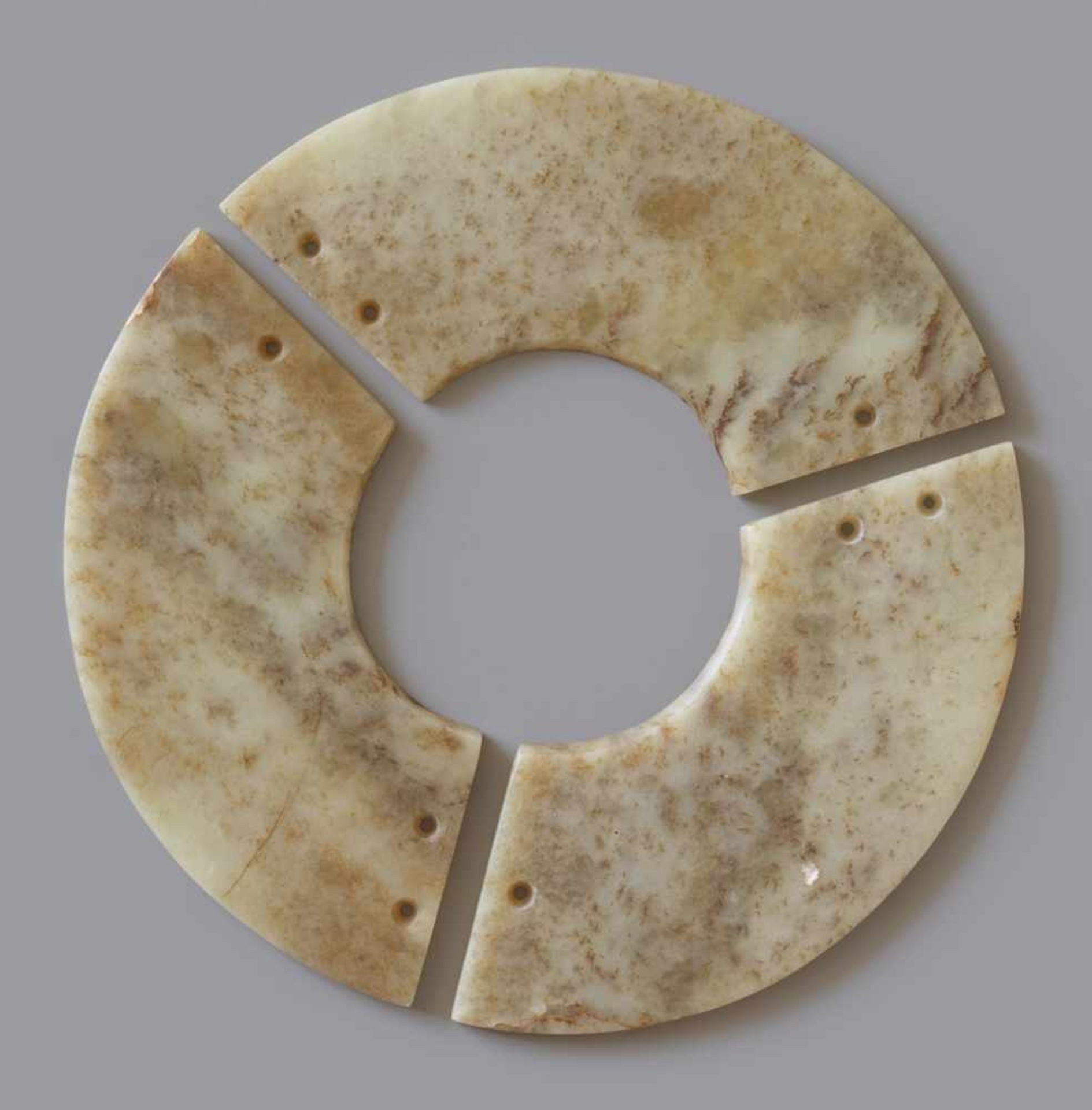 THREE-SECTION DISC This jade is published in Filippo Salviati 4000 YEARS OF CHINESE ARCHAIC JADES - Image 2 of 6