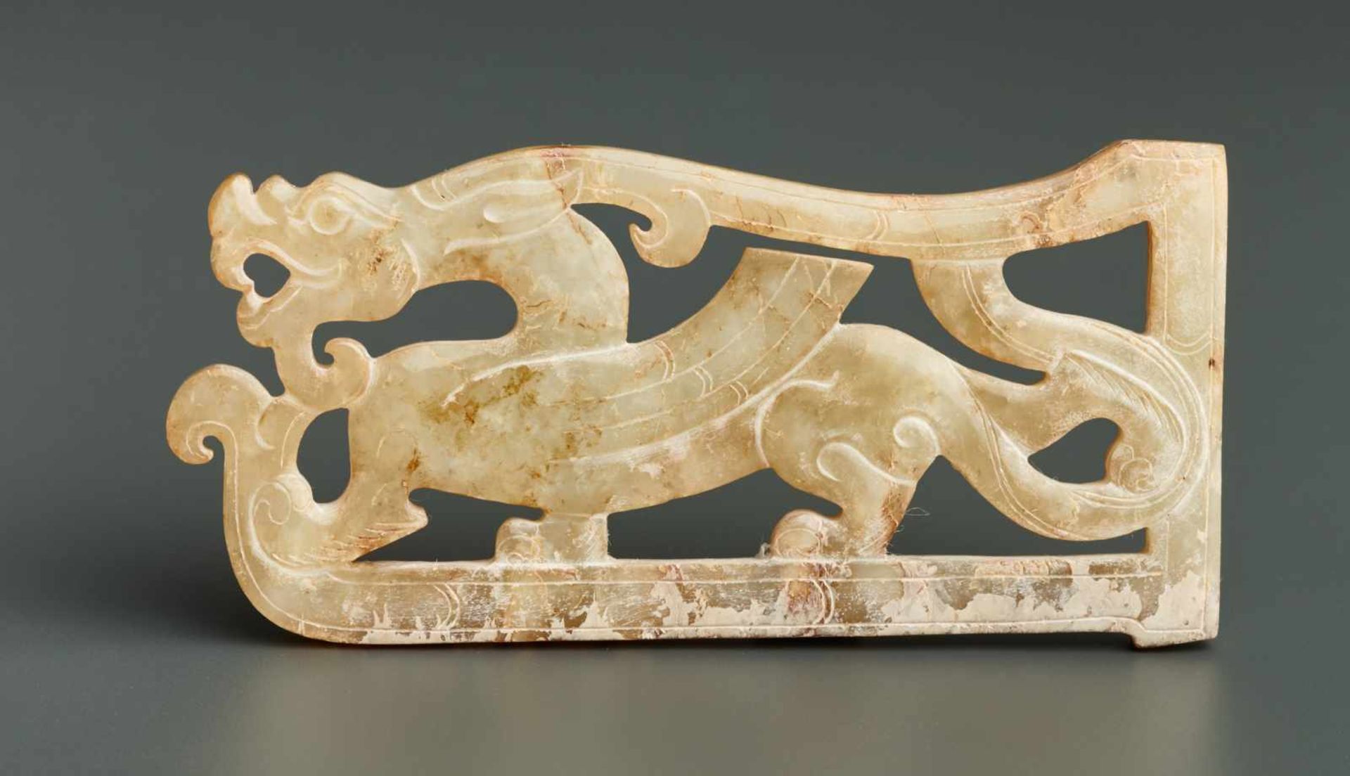 TWO OPENWORK JADES WITH WINGED DRAGONS This jade is published in Filippo Salviati 4000 YEARS OF - Image 7 of 9