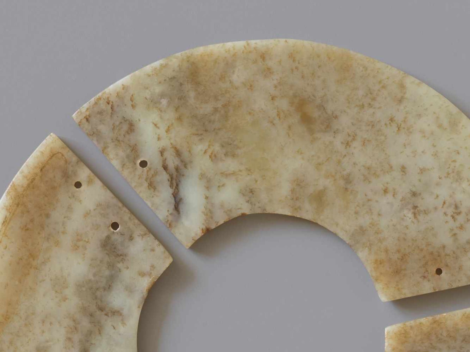 THREE-SECTION DISC This jade is published in Filippo Salviati 4000 YEARS OF CHINESE ARCHAIC JADES - Image 3 of 6