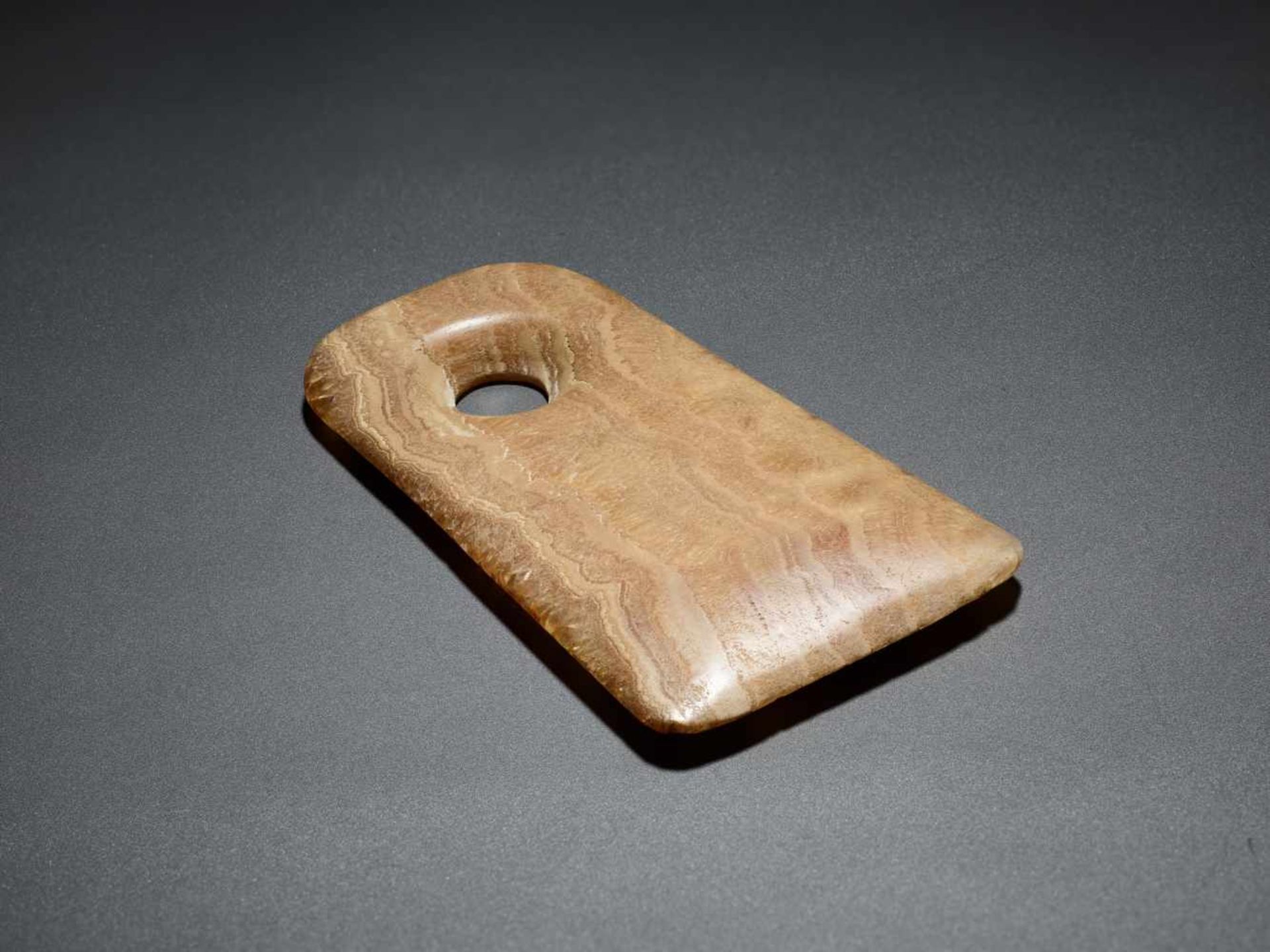 AXE-SHAPED PENDANT This jade is published in Filippo Salviati 4000 YEARS OF CHINESE ARCHAIC JADES - Image 3 of 4