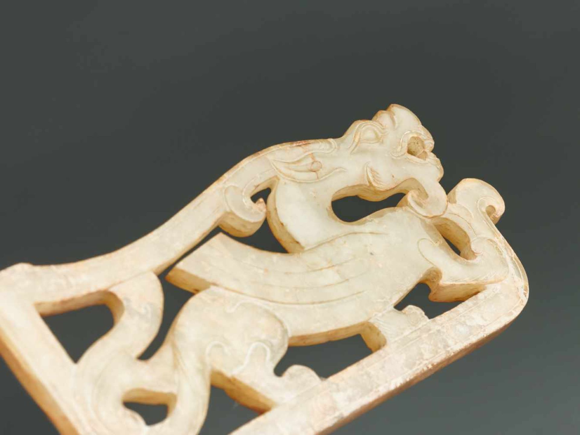 TWO OPENWORK JADES WITH WINGED DRAGONS This jade is published in Filippo Salviati 4000 YEARS OF - Image 8 of 9