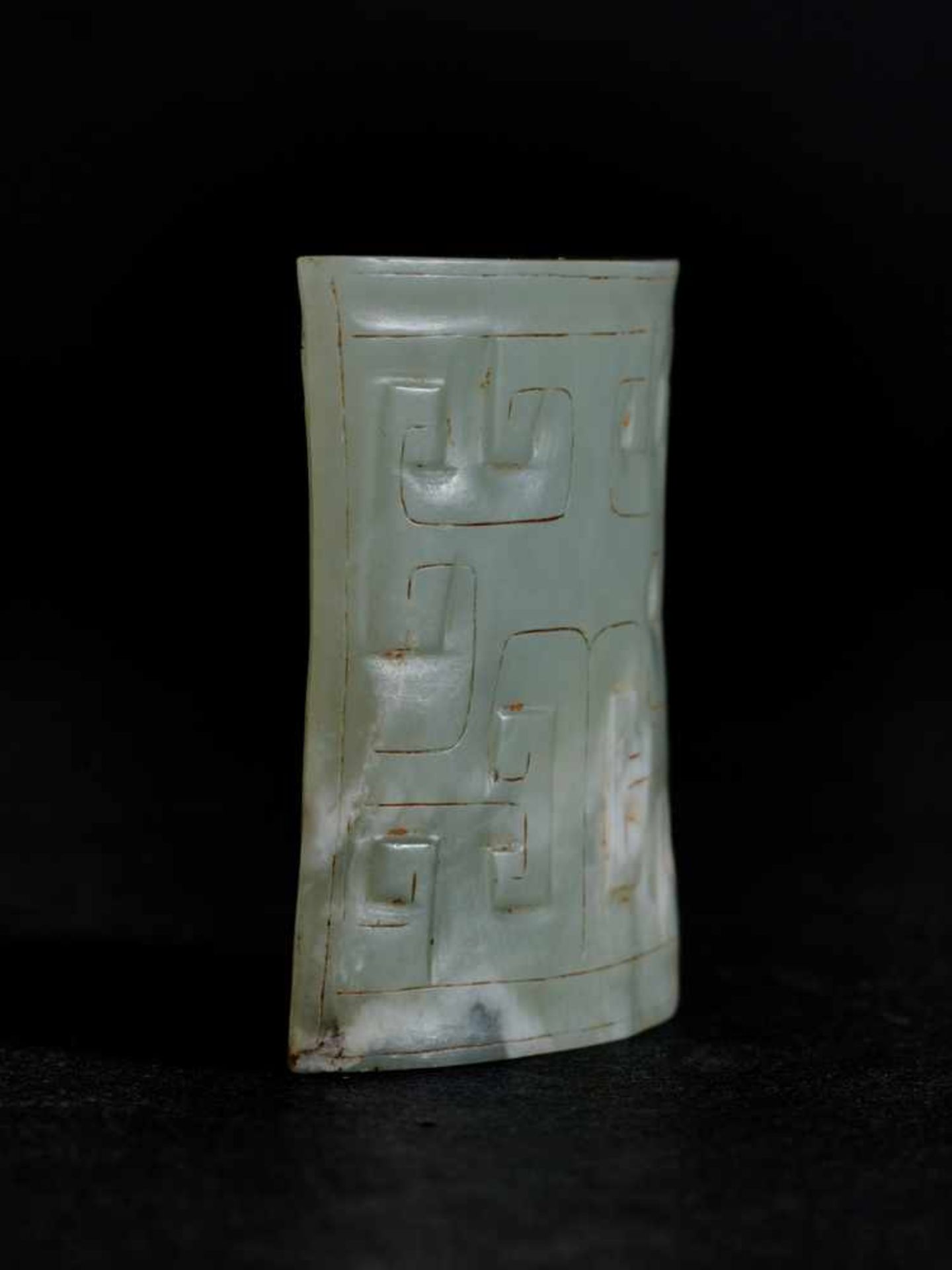 SCABBARD CHAPE BI This jade is published in Filippo Salviati 4000 YEARS OF CHINESE ARCHAIC JADES - Image 5 of 7