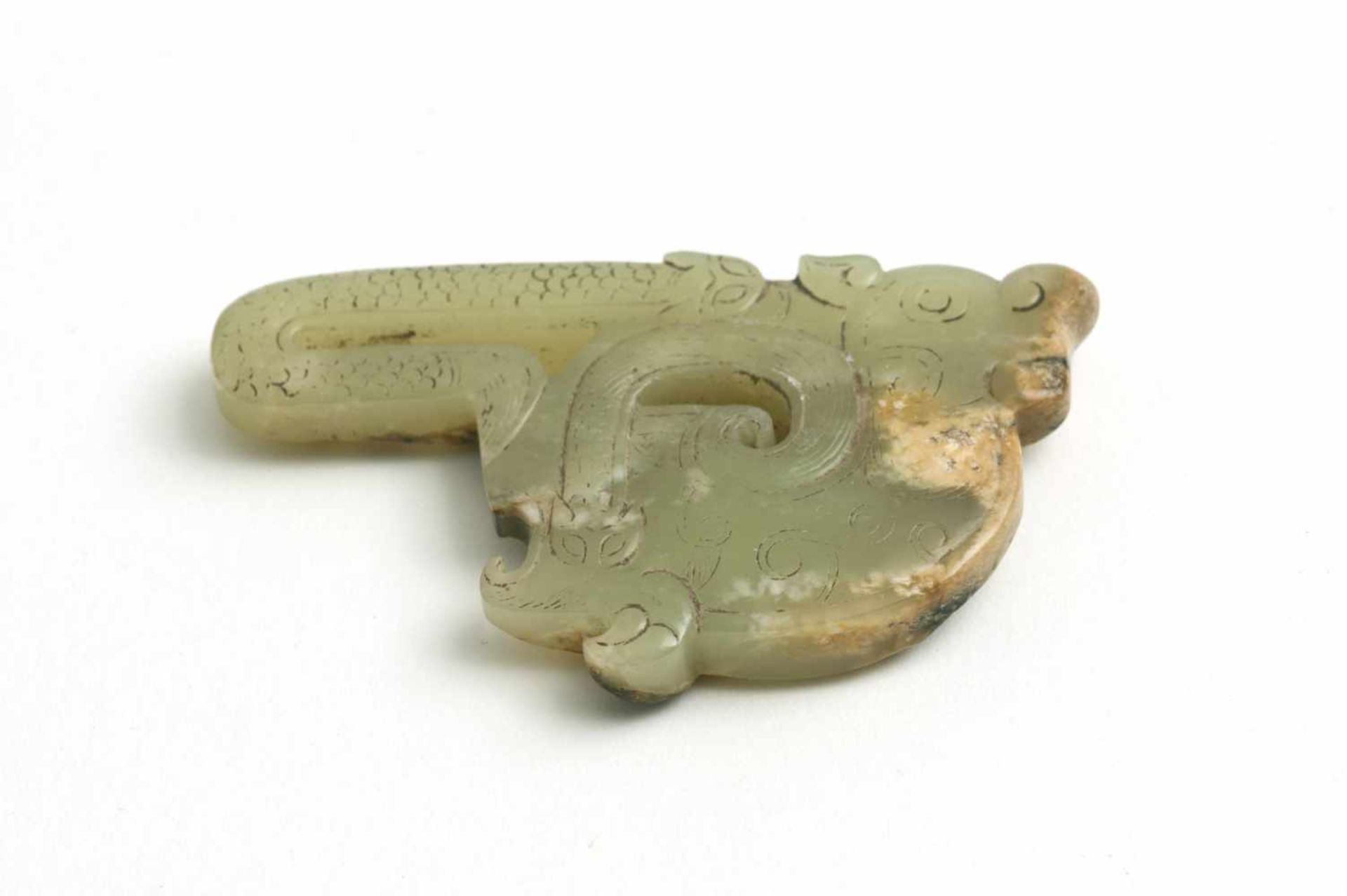 ORNAMENT SHAPED AS A DRAGON WITH TWO SNAKES This jade is published in Filippo Salviati 4000 YEARS OF - Image 3 of 3