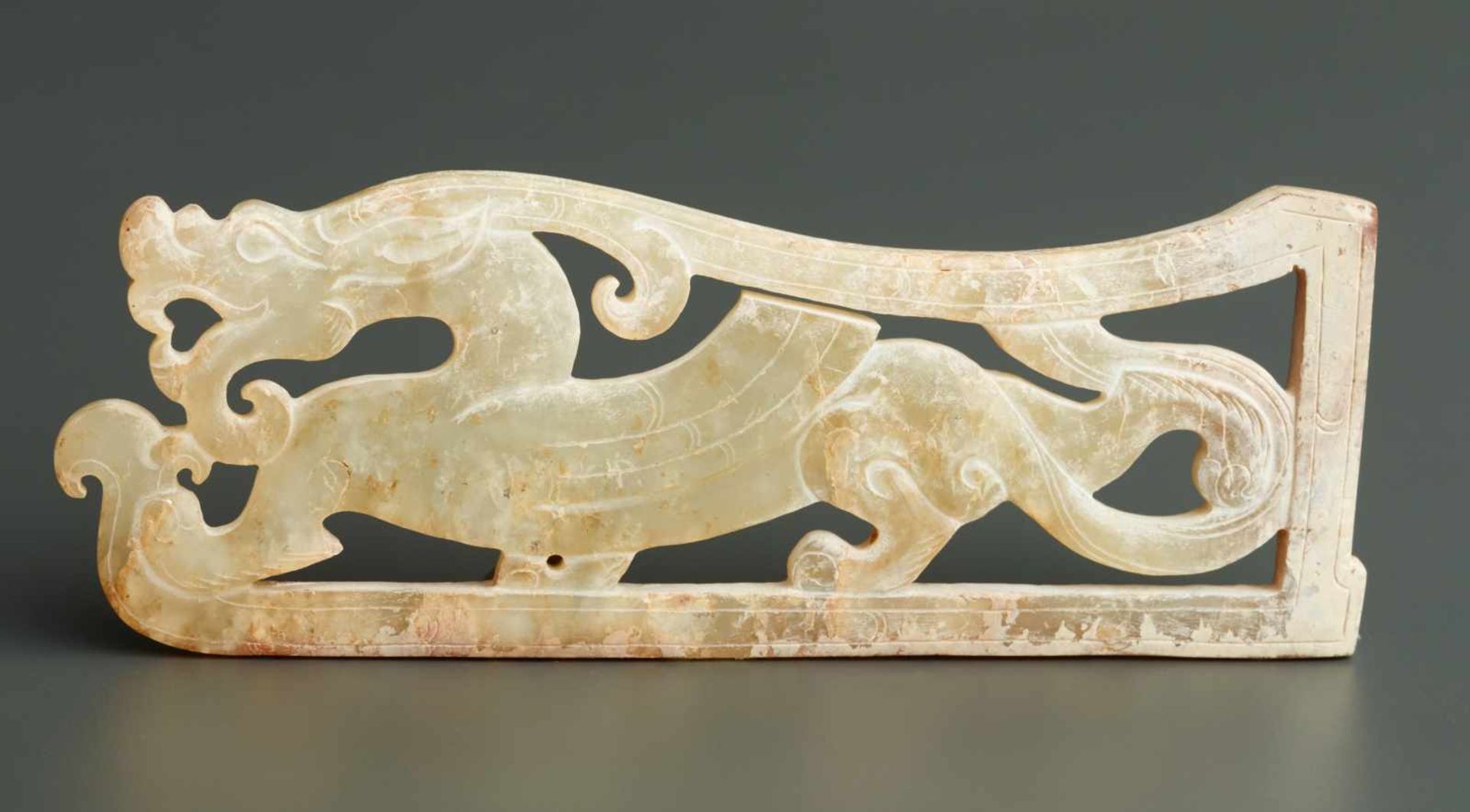 TWO OPENWORK JADES WITH WINGED DRAGONS This jade is published in Filippo Salviati 4000 YEARS OF - Image 3 of 9